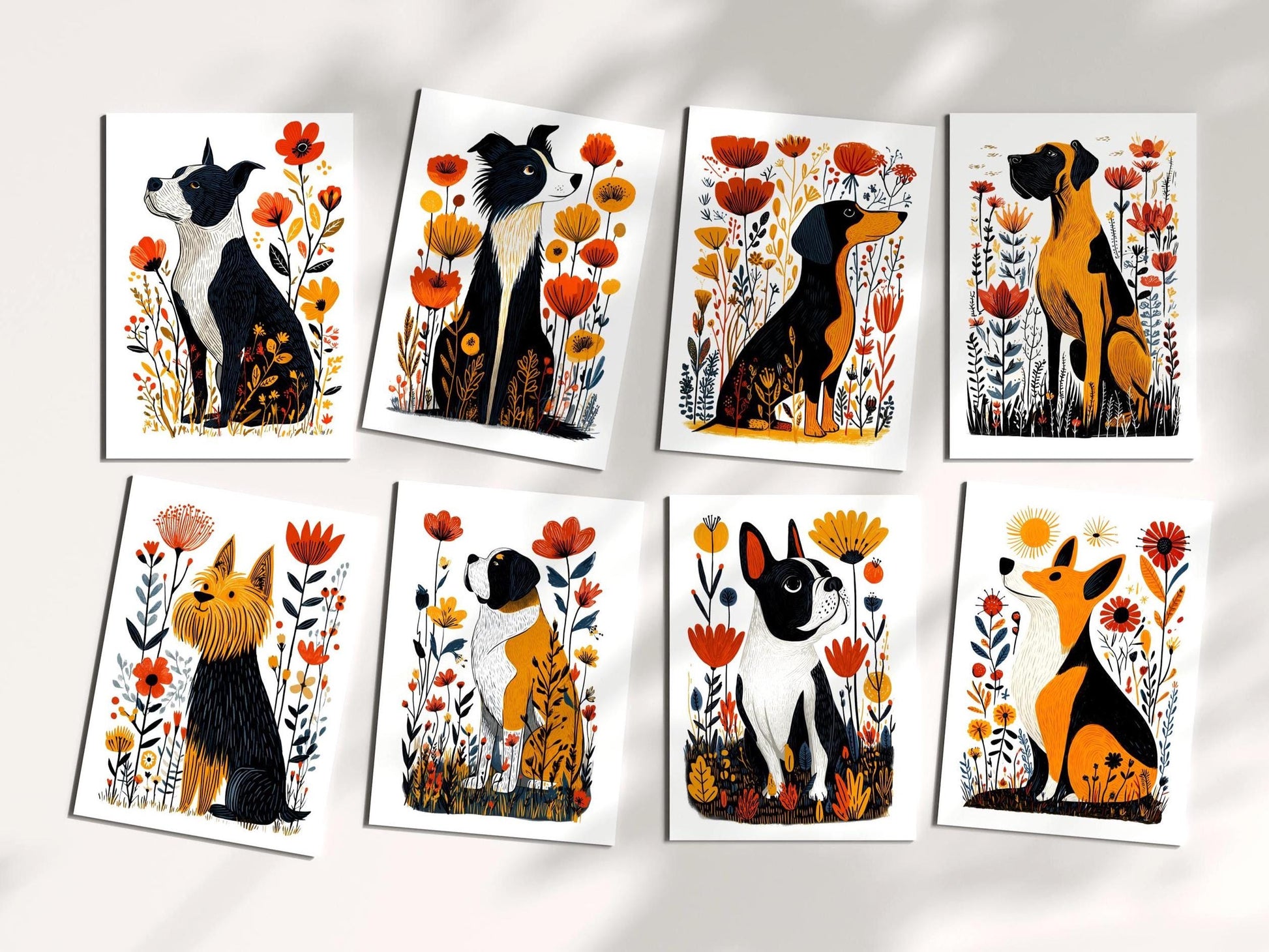 Great Dane folk-art greeting card, blank inside