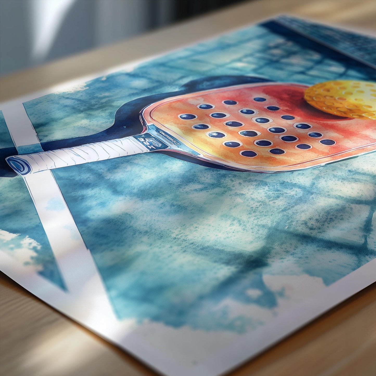 Edition Pickleball Paddle folk-art art print, blank inside