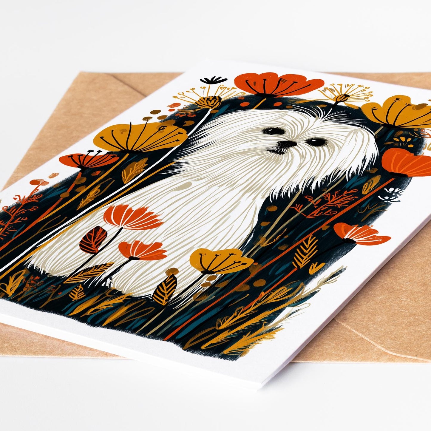 Maltese folk-art greeting card, blank inside