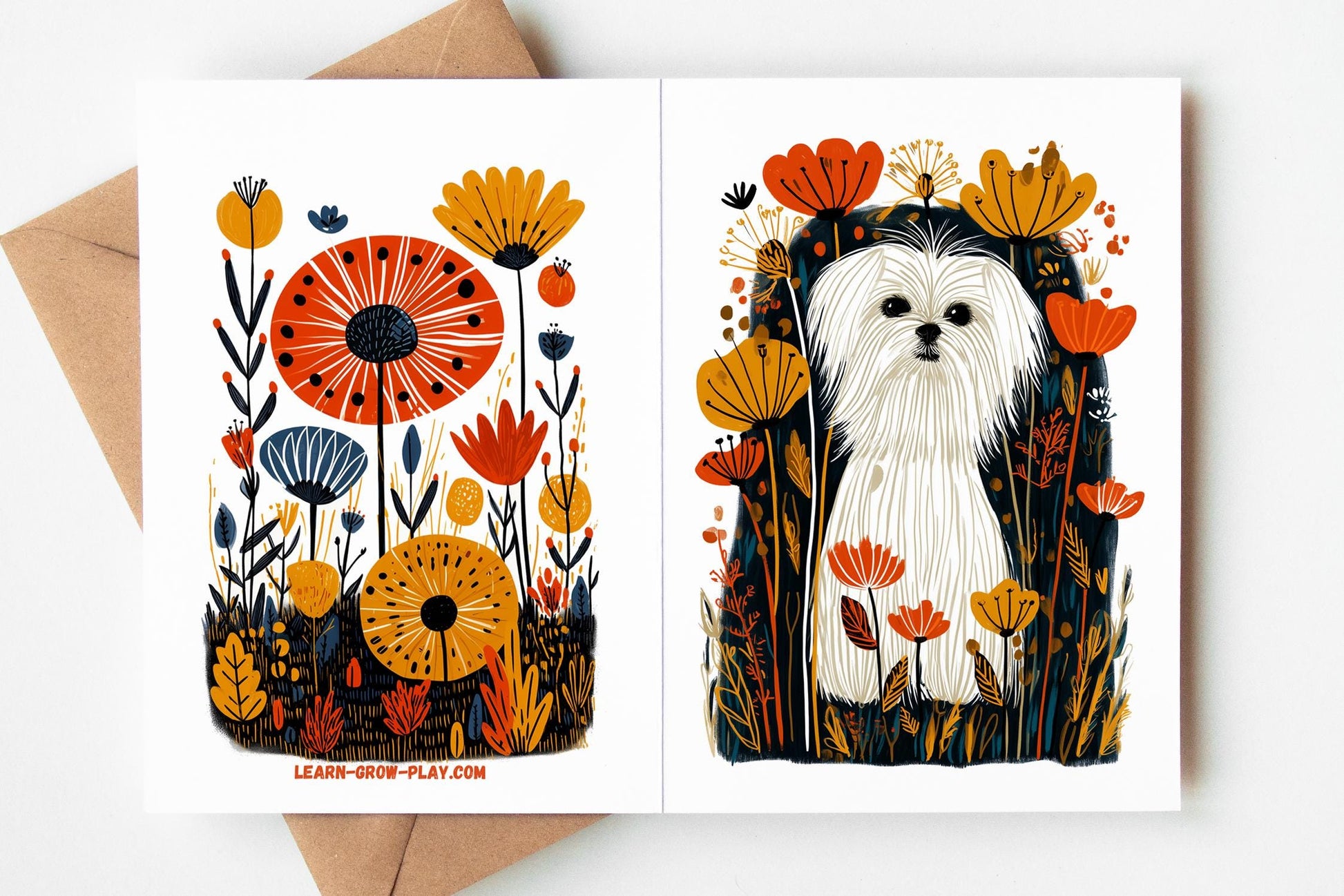 Maltese folk-art greeting card, blank inside