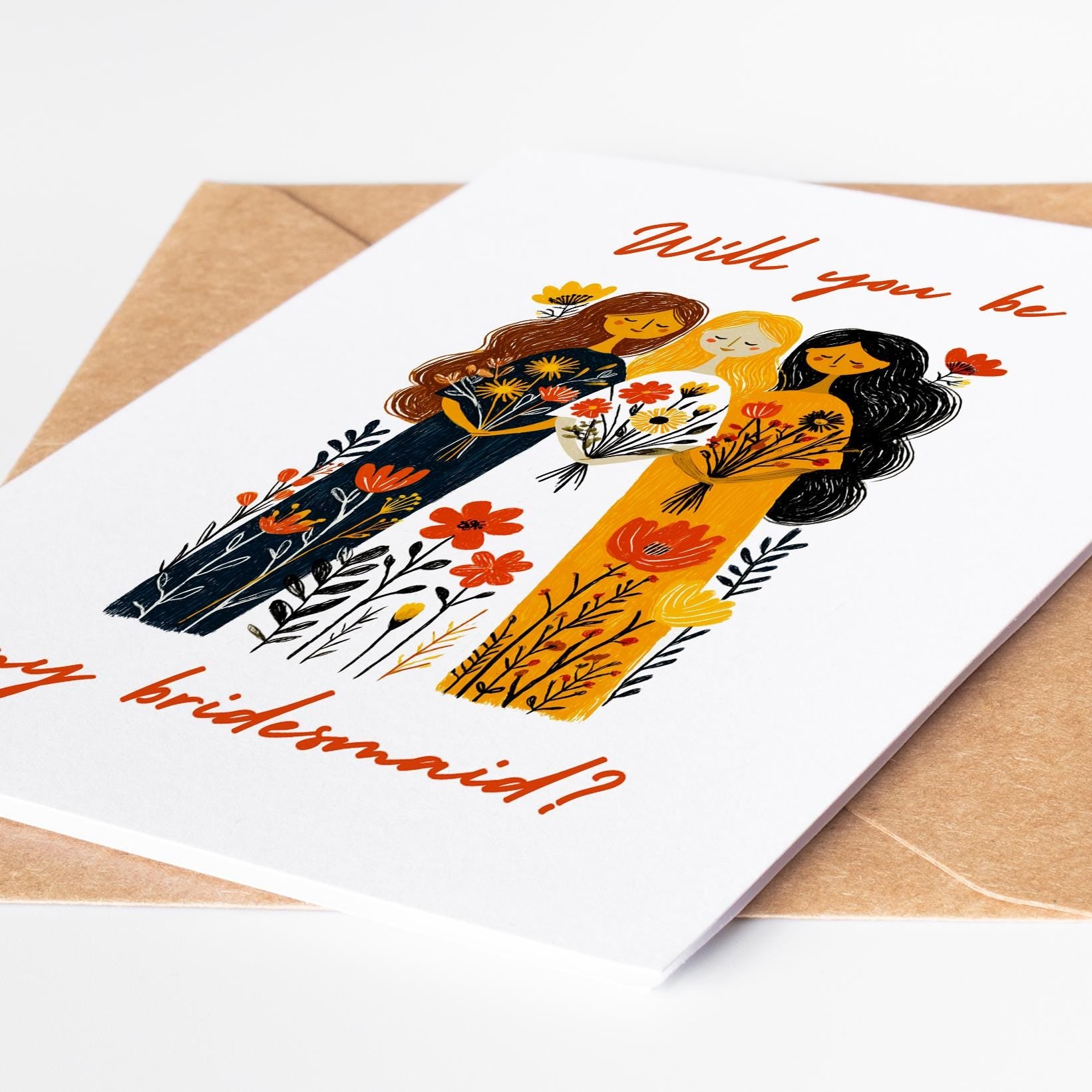 Will You Be folk-art greeting card, blank inside