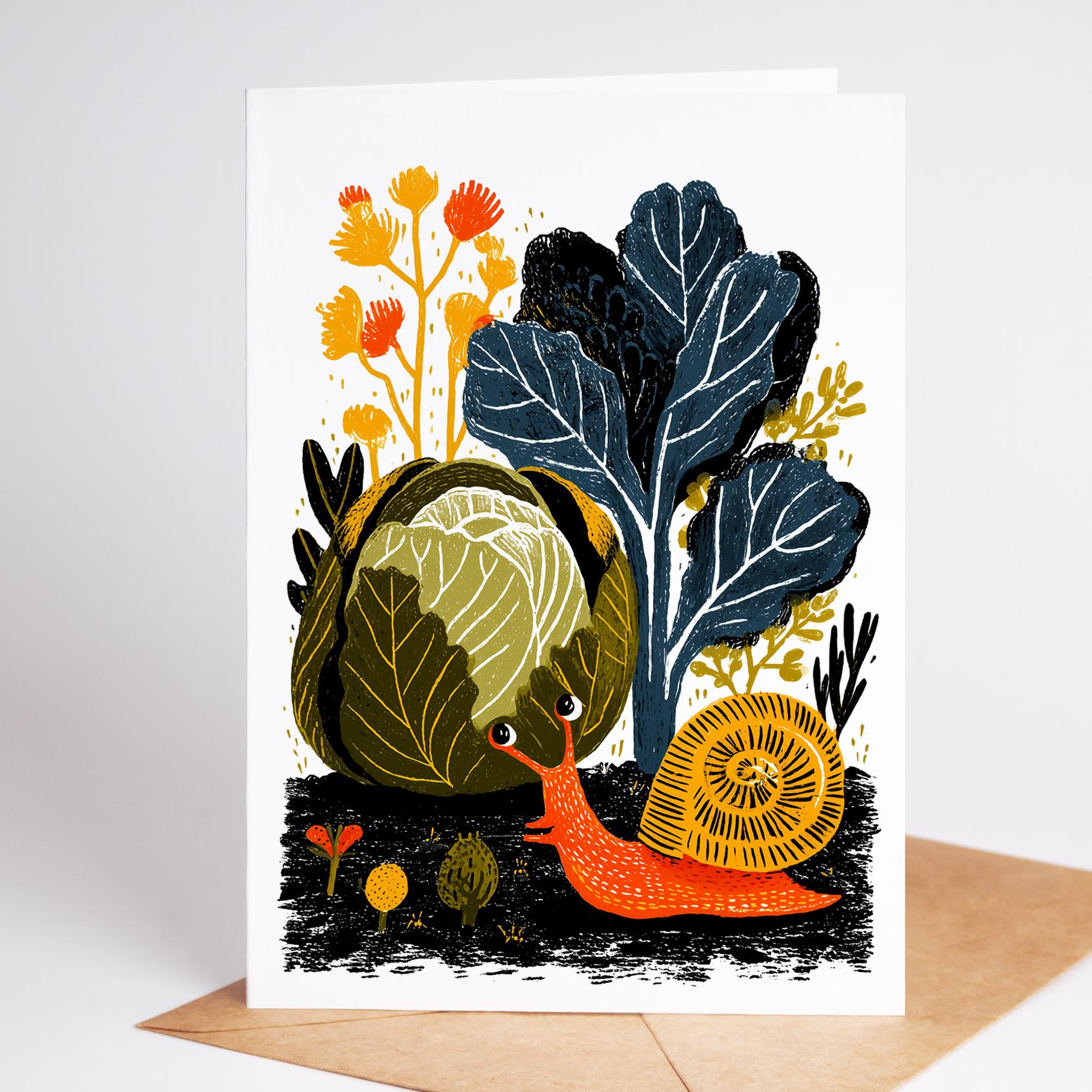 Plant Lover folk-art greeting card, blank inside