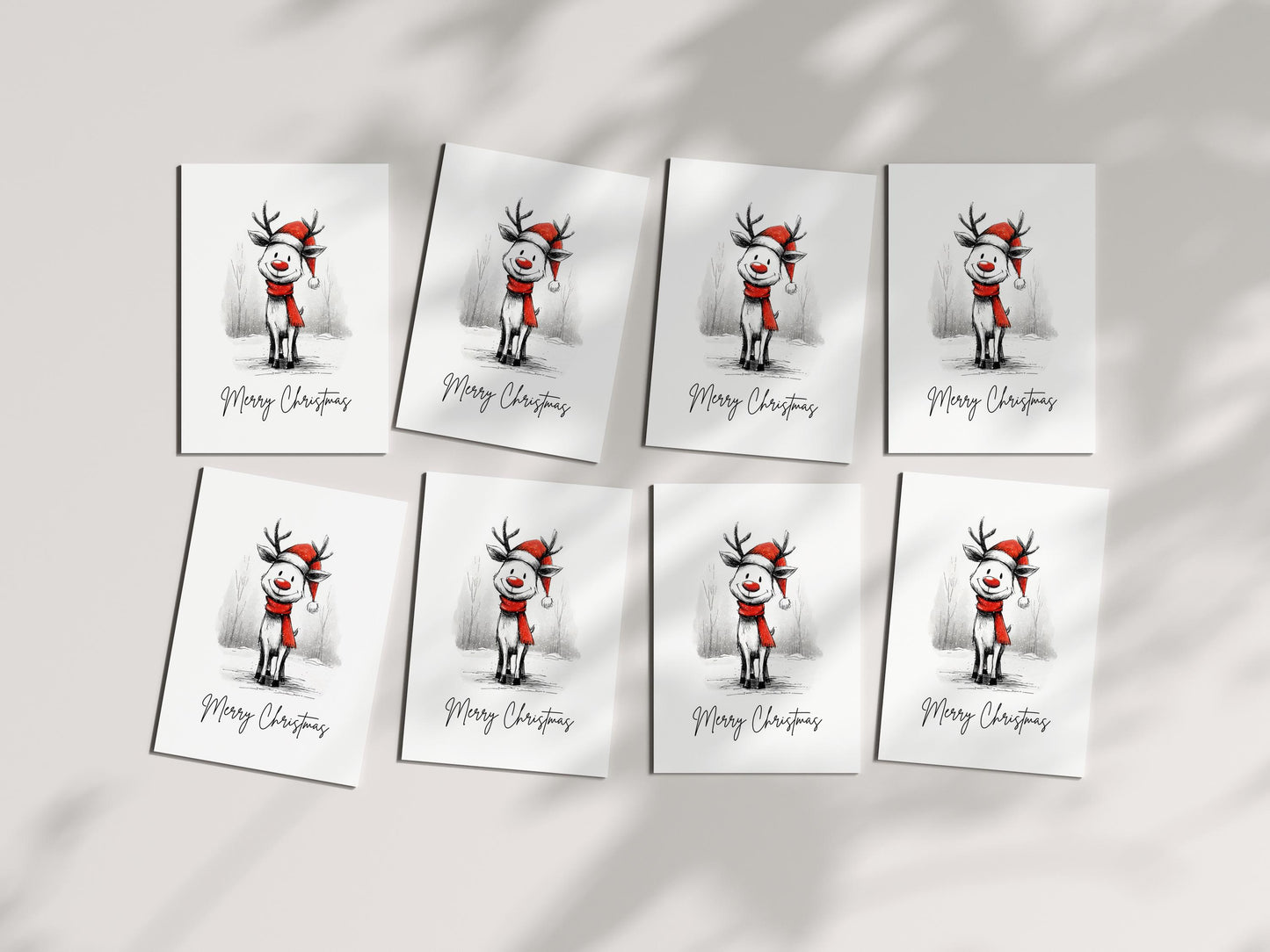Reindeer folk-art greeting card, blank inside