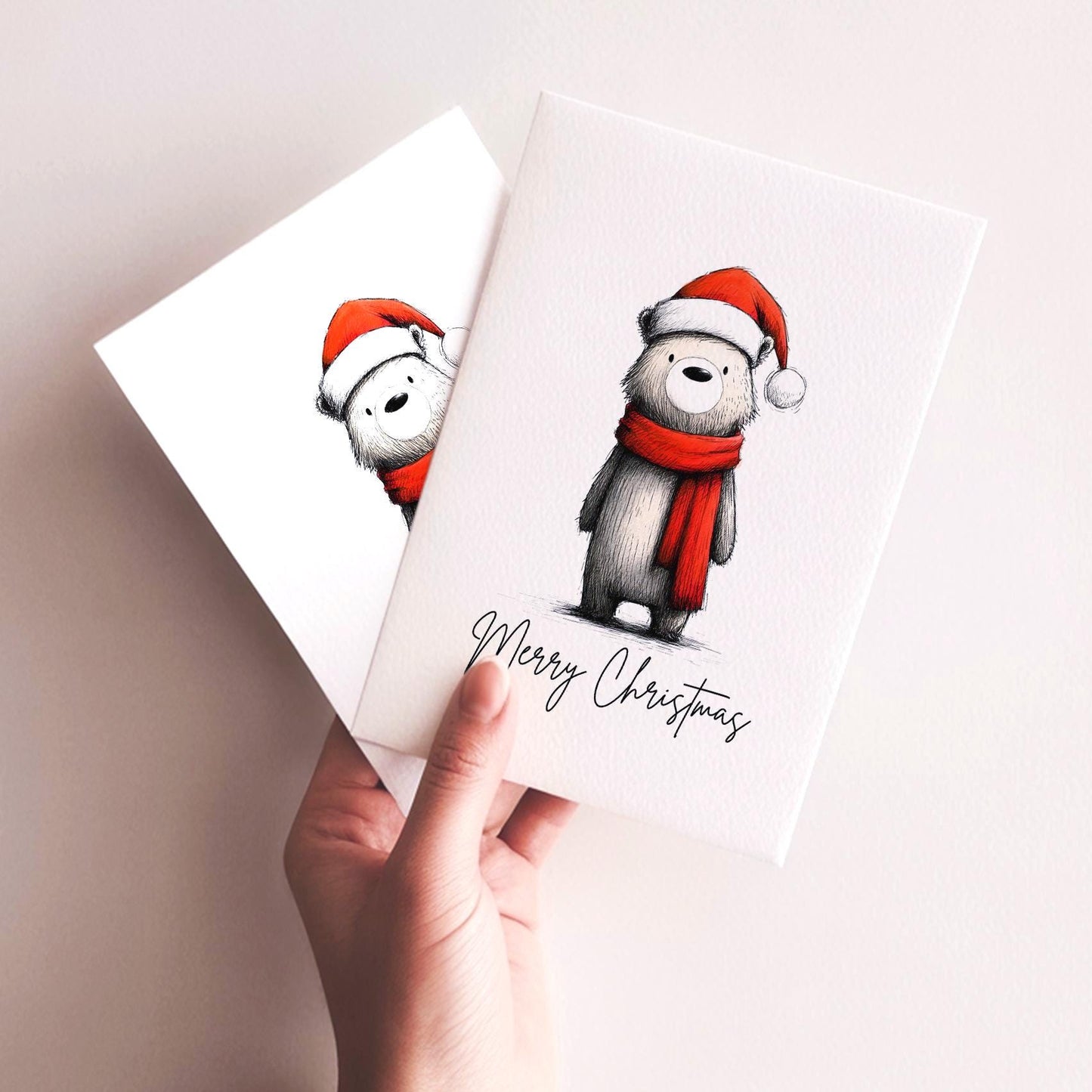 Bear folk-art greeting card, blank inside