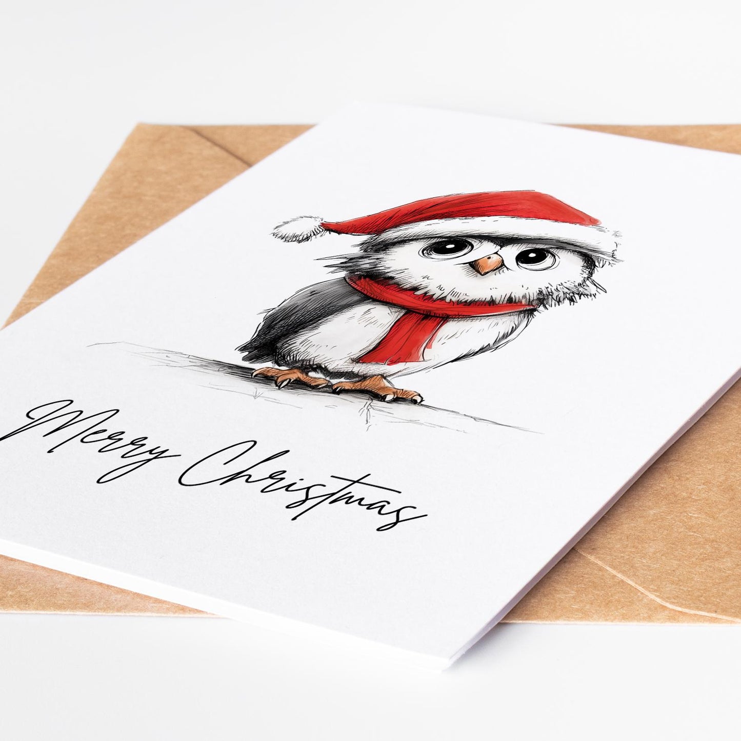 Owl folk-art greeting card, blank inside