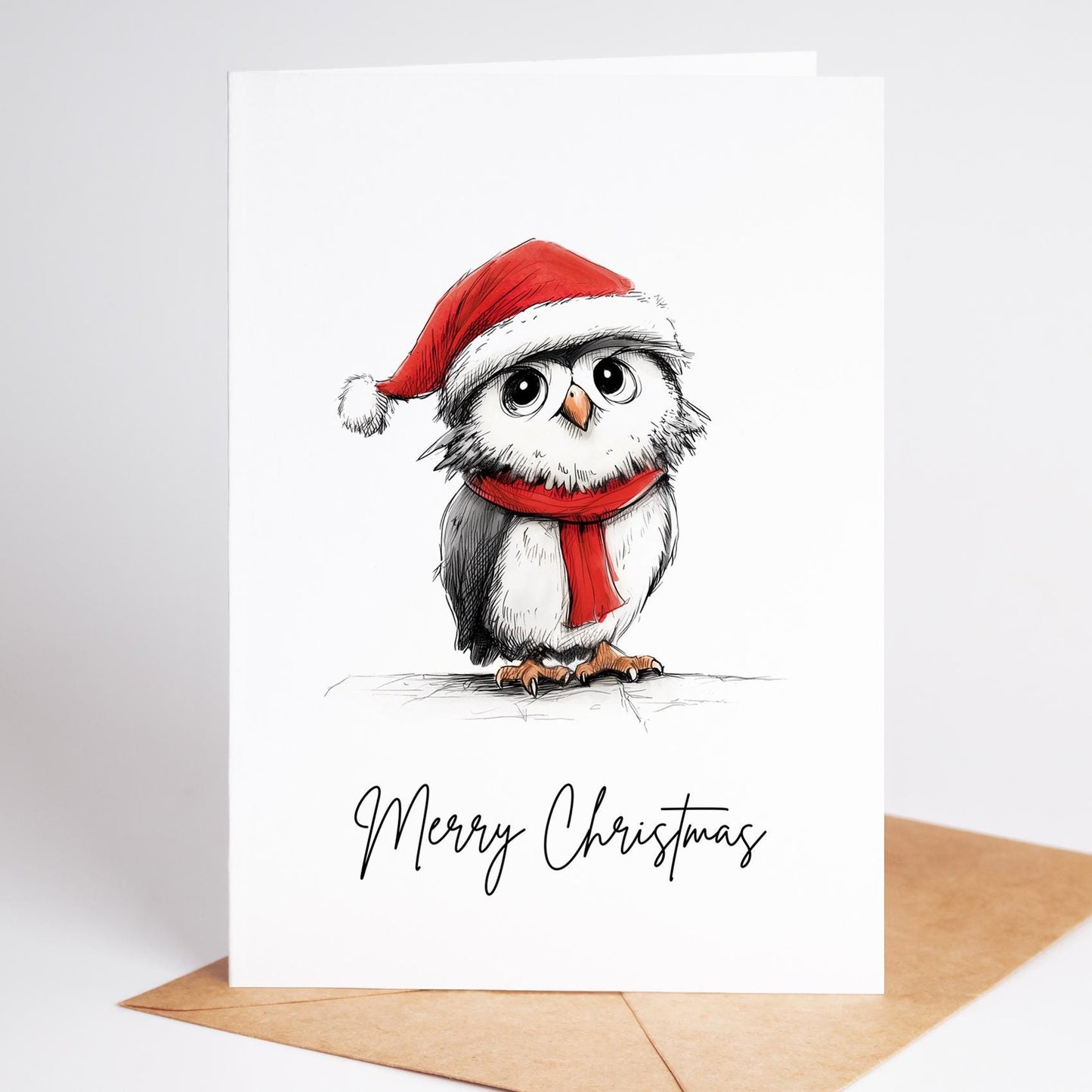 Owl folk-art greeting card, blank inside