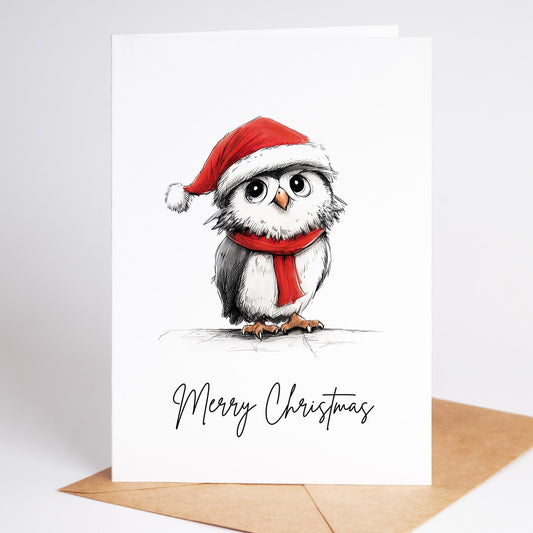 Owl folk-art greeting card, blank inside