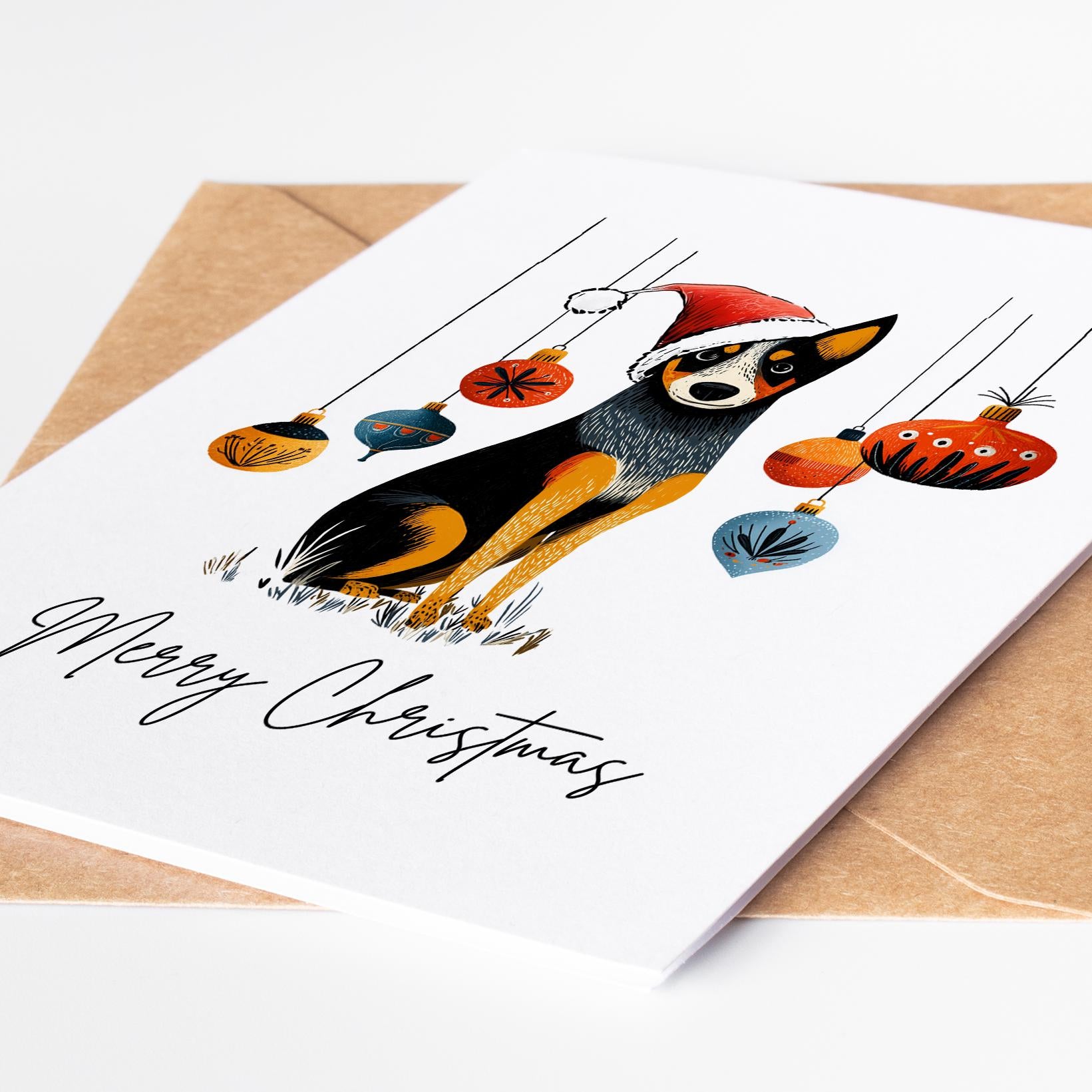 Cattle Dog folk-art greeting card, blank inside