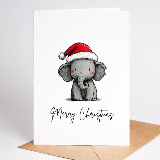 Elephant folk-art greeting card, blank inside