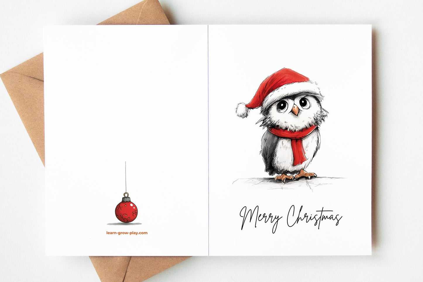 Owl folk-art greeting card, blank inside