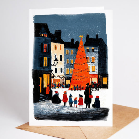 Christmas Greeting Card Set folk-art greeting card, blank inside