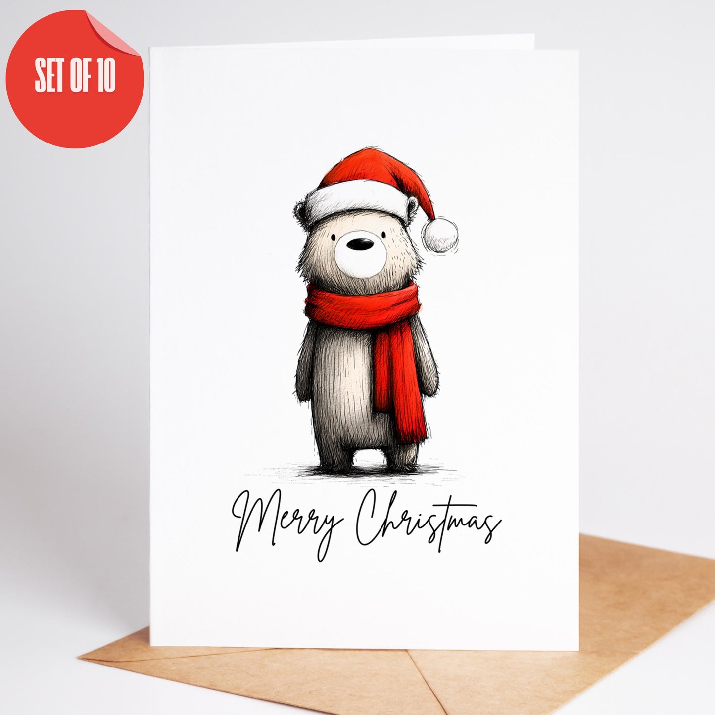 Bear folk-art greeting card, blank inside