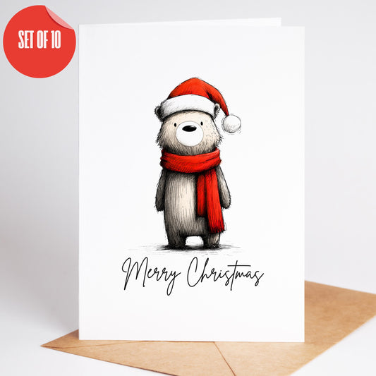 Bear folk-art greeting card, blank inside