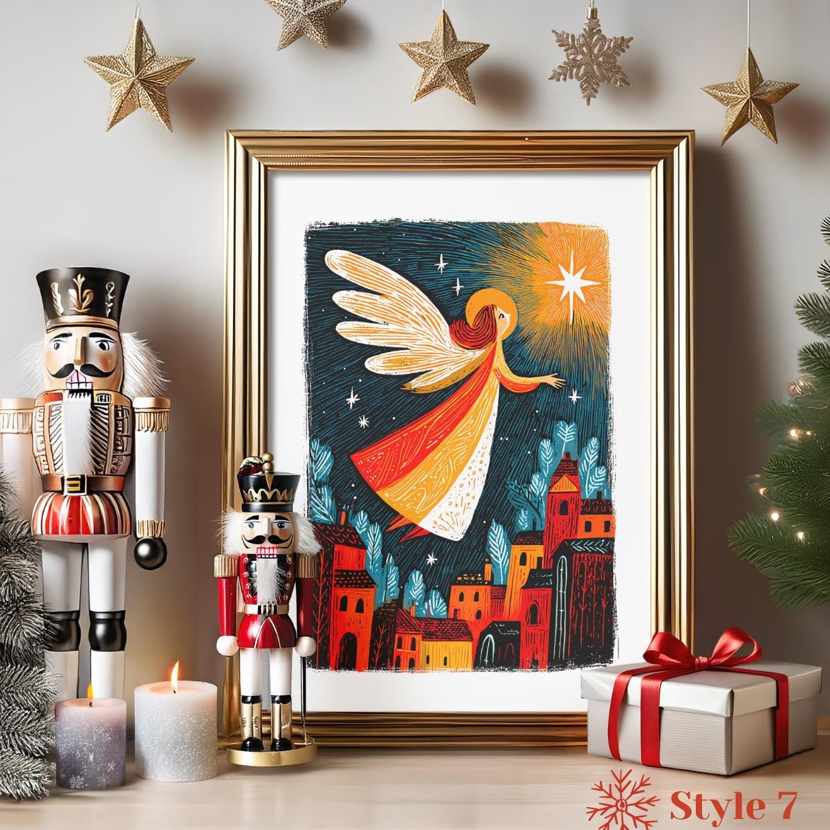 Nativity folk-art art print, blank inside