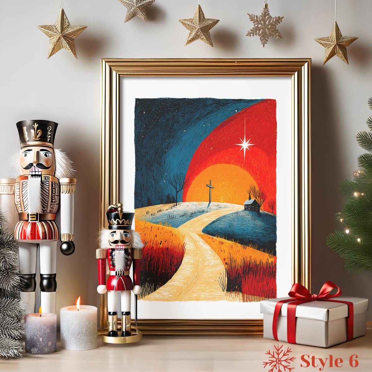 Nativity folk-art art print, blank inside