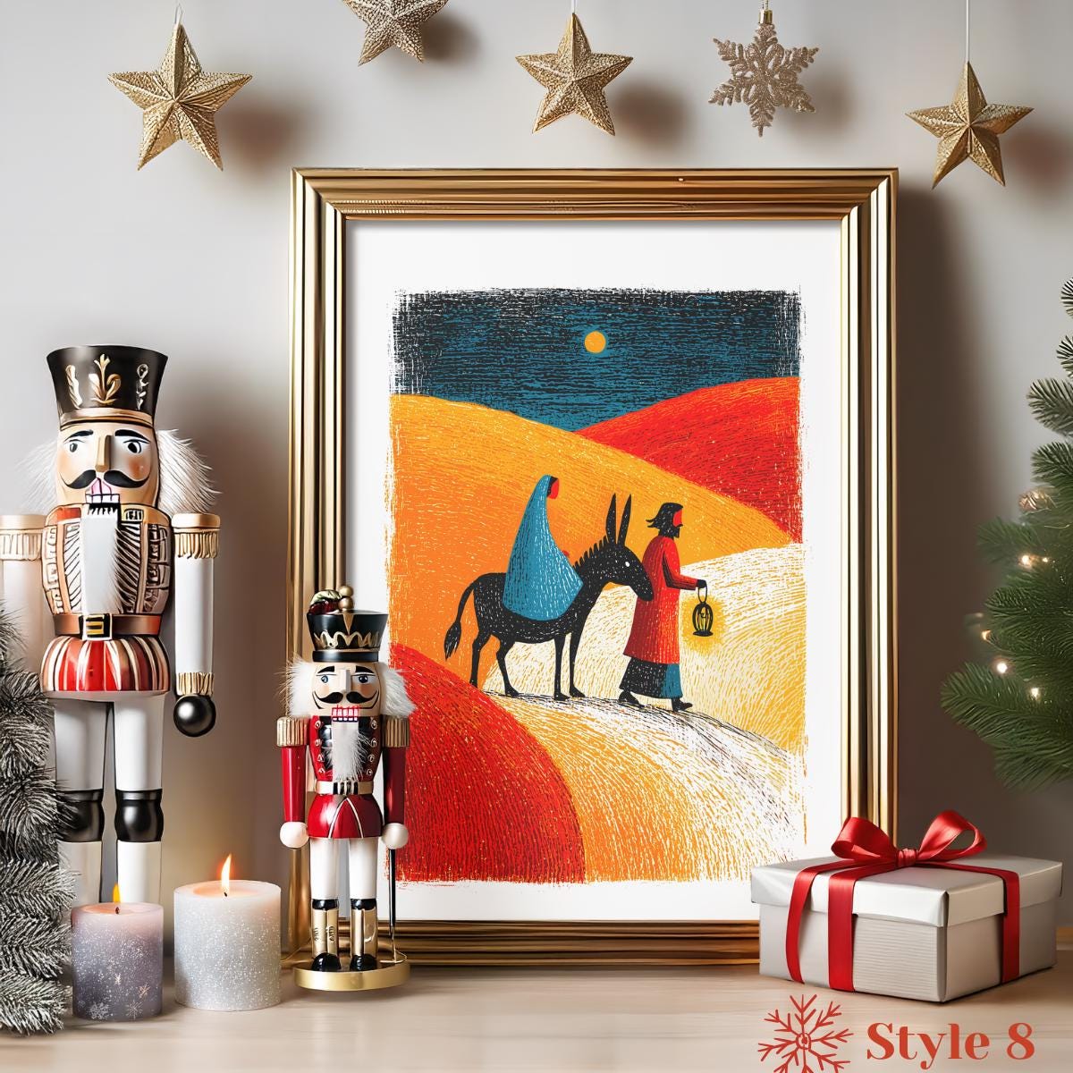 Nativity folk-art art print, blank inside