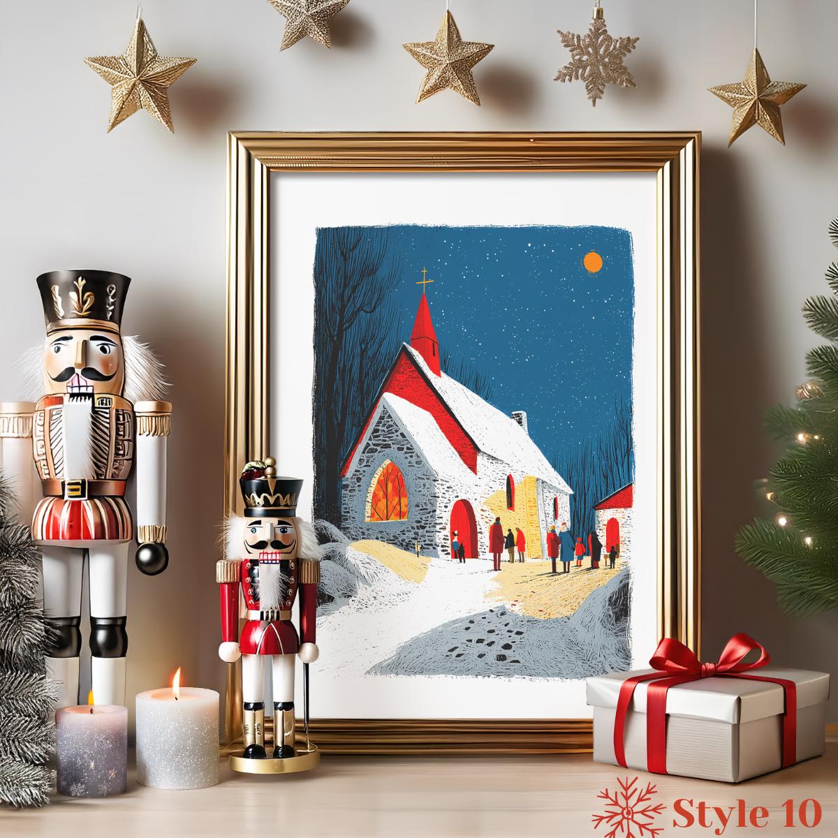 Nativity folk-art art print, blank inside
