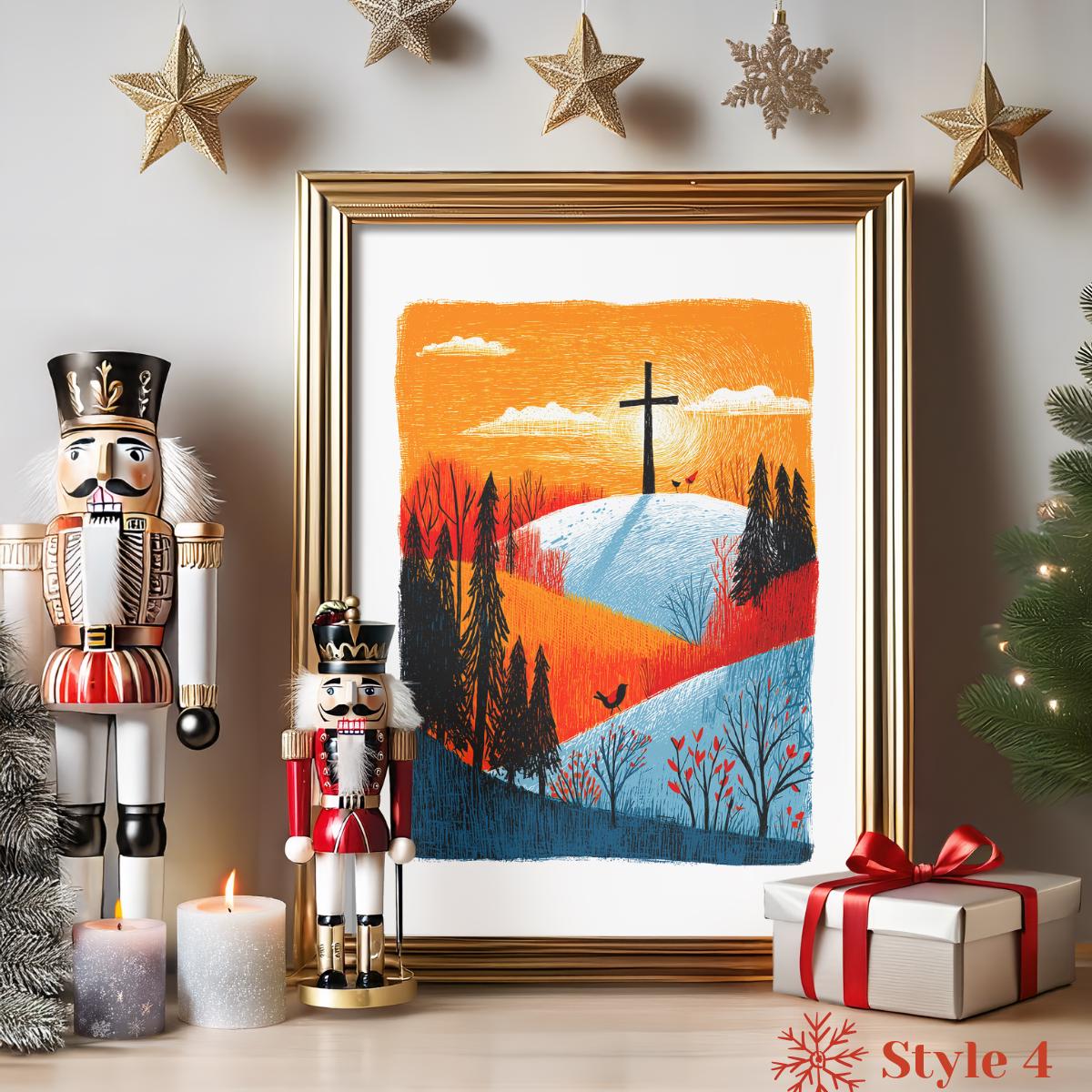 Nativity folk-art art print, blank inside