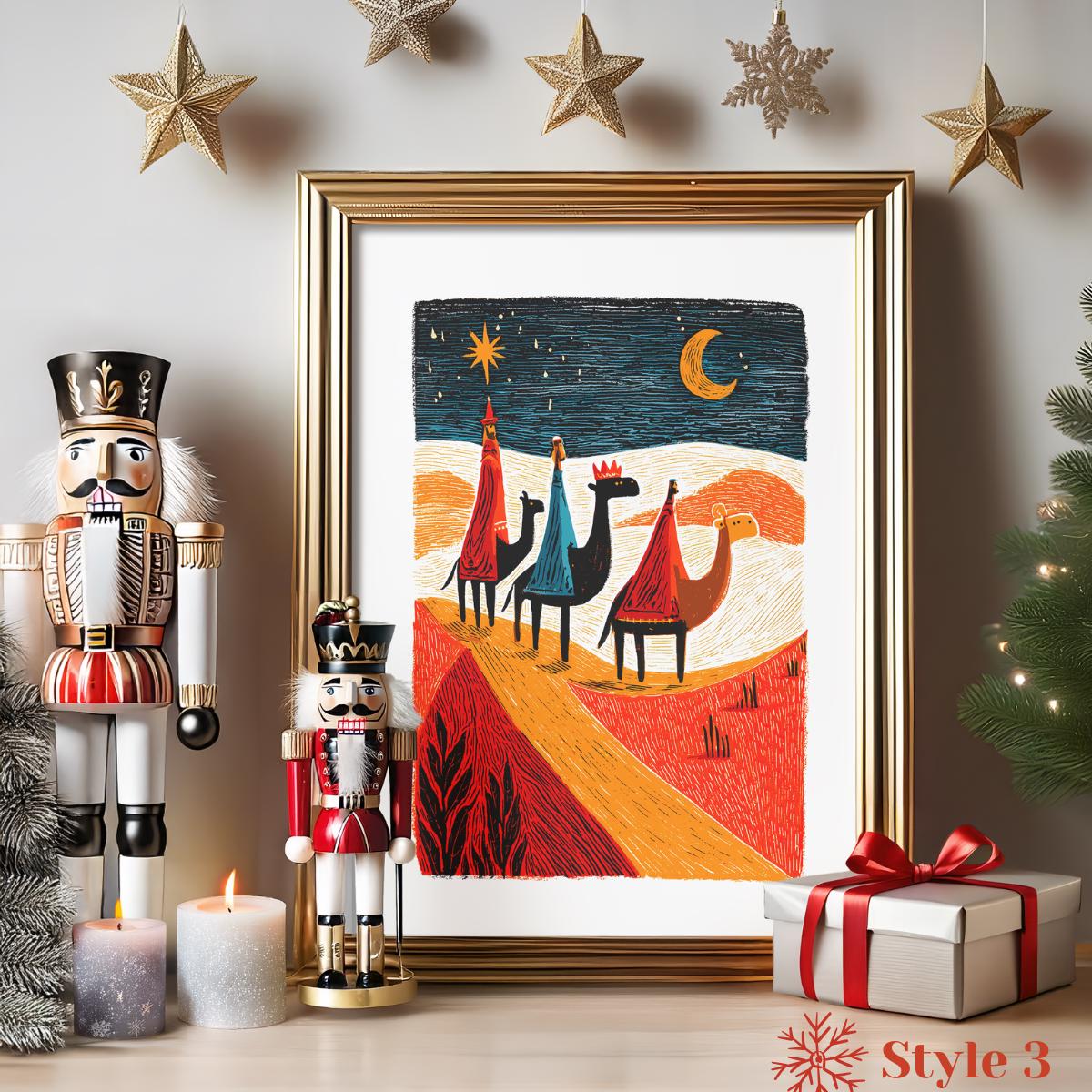 Nativity folk-art art print, blank inside