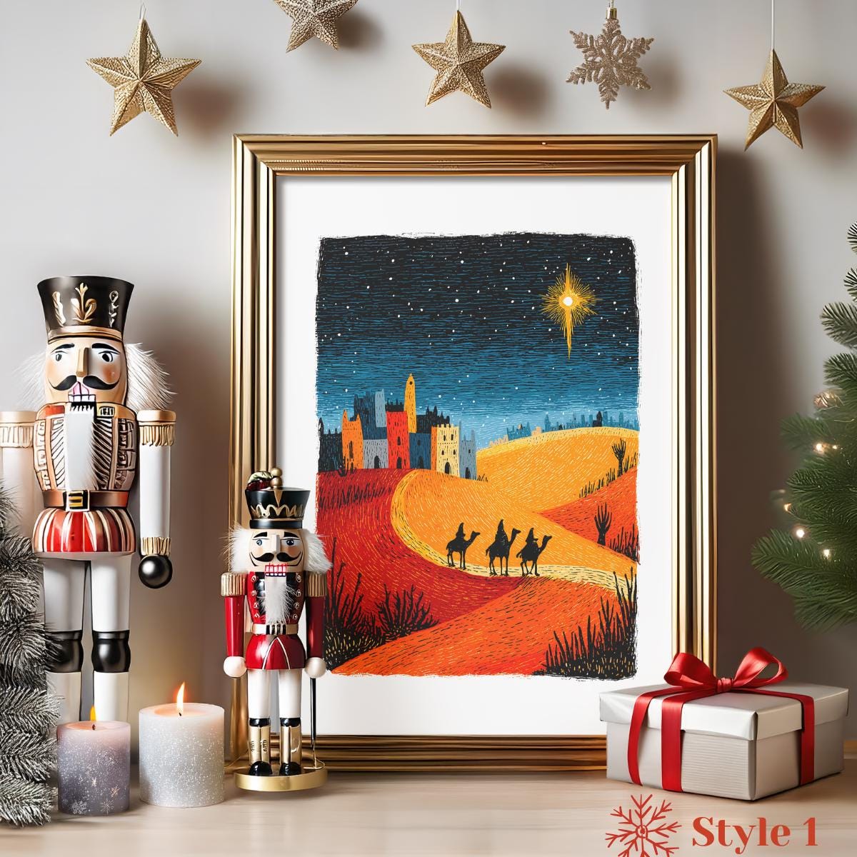 Nativity folk-art art print, blank inside