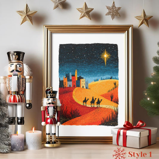 Nativity folk-art art print, blank inside