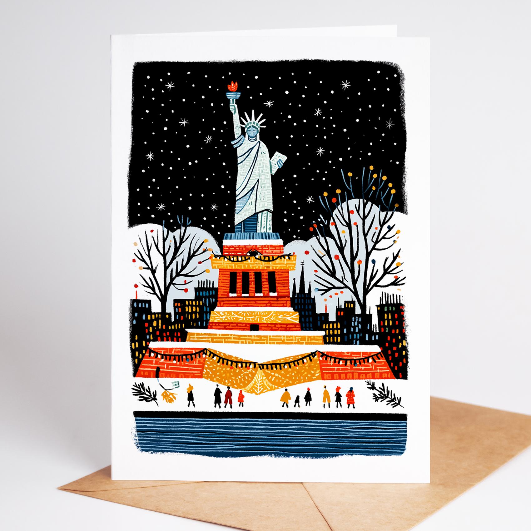 NYC folk-art greeting card, blank inside