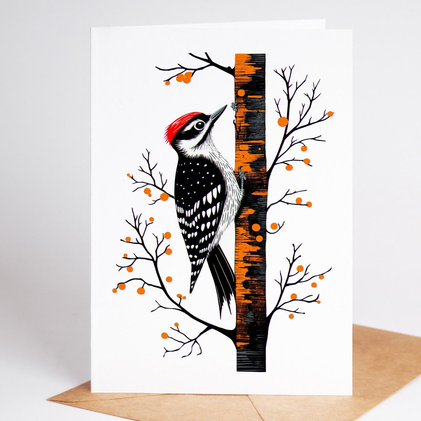 Bird Lover folk-art greeting card, blank inside