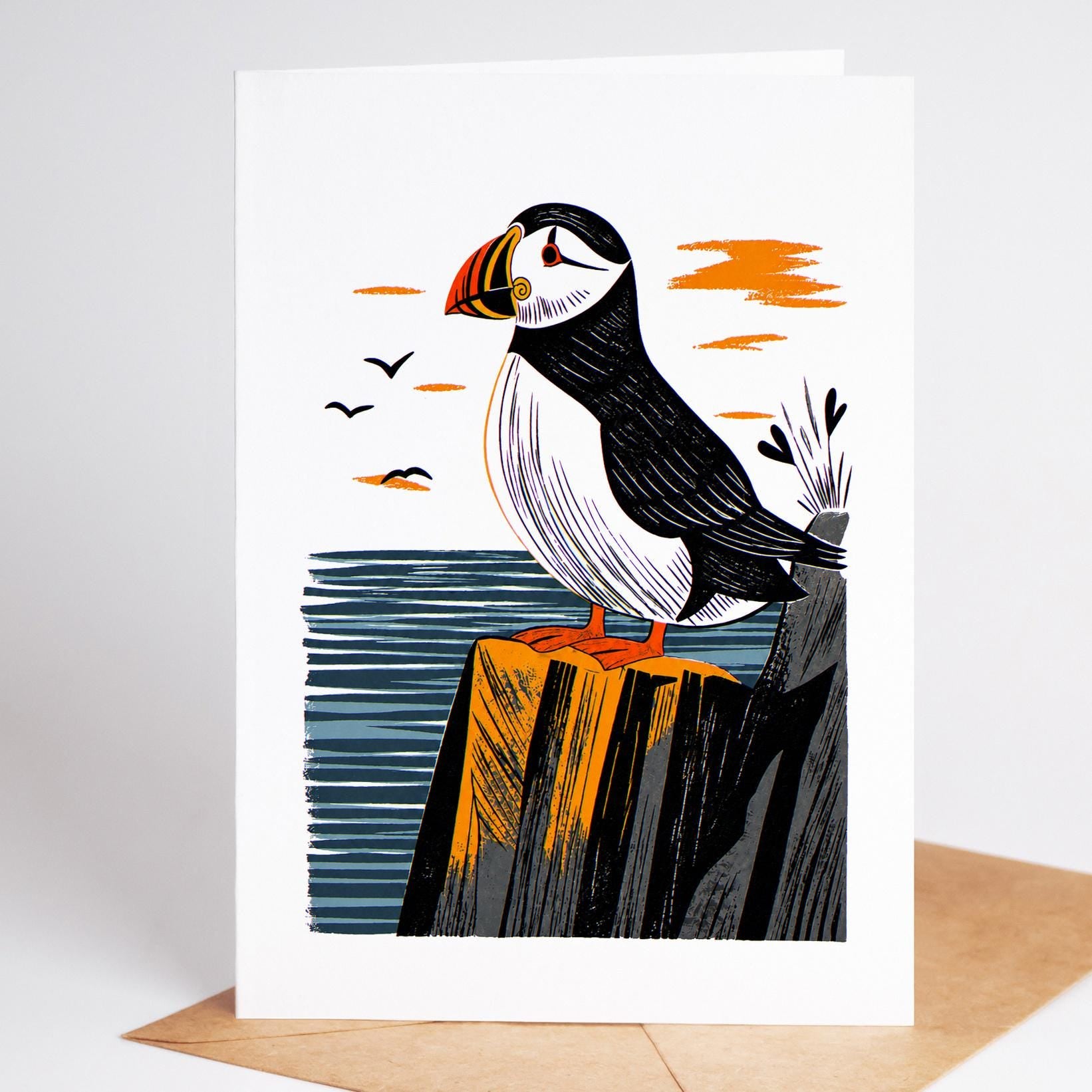 Bird Lover folk-art greeting card, blank inside