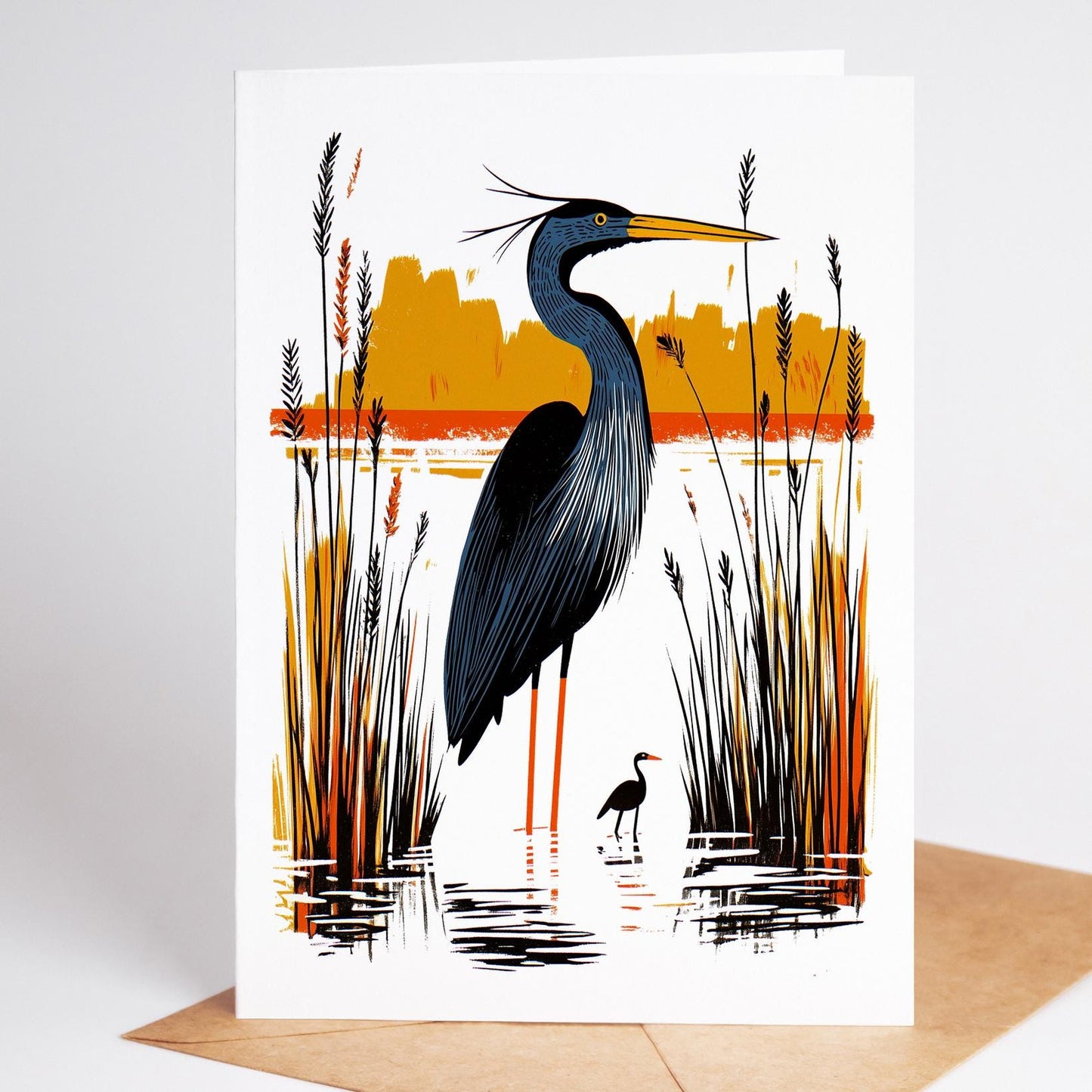 Bird Lover folk-art greeting card, blank inside
