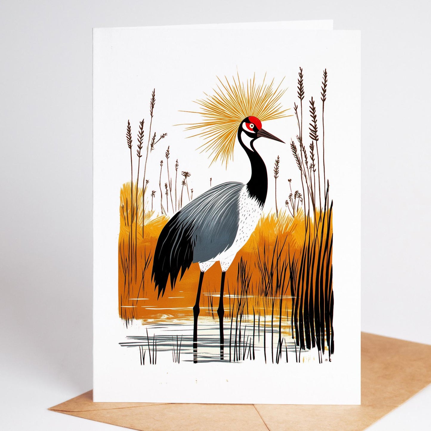 Bird Lover folk-art greeting card, blank inside