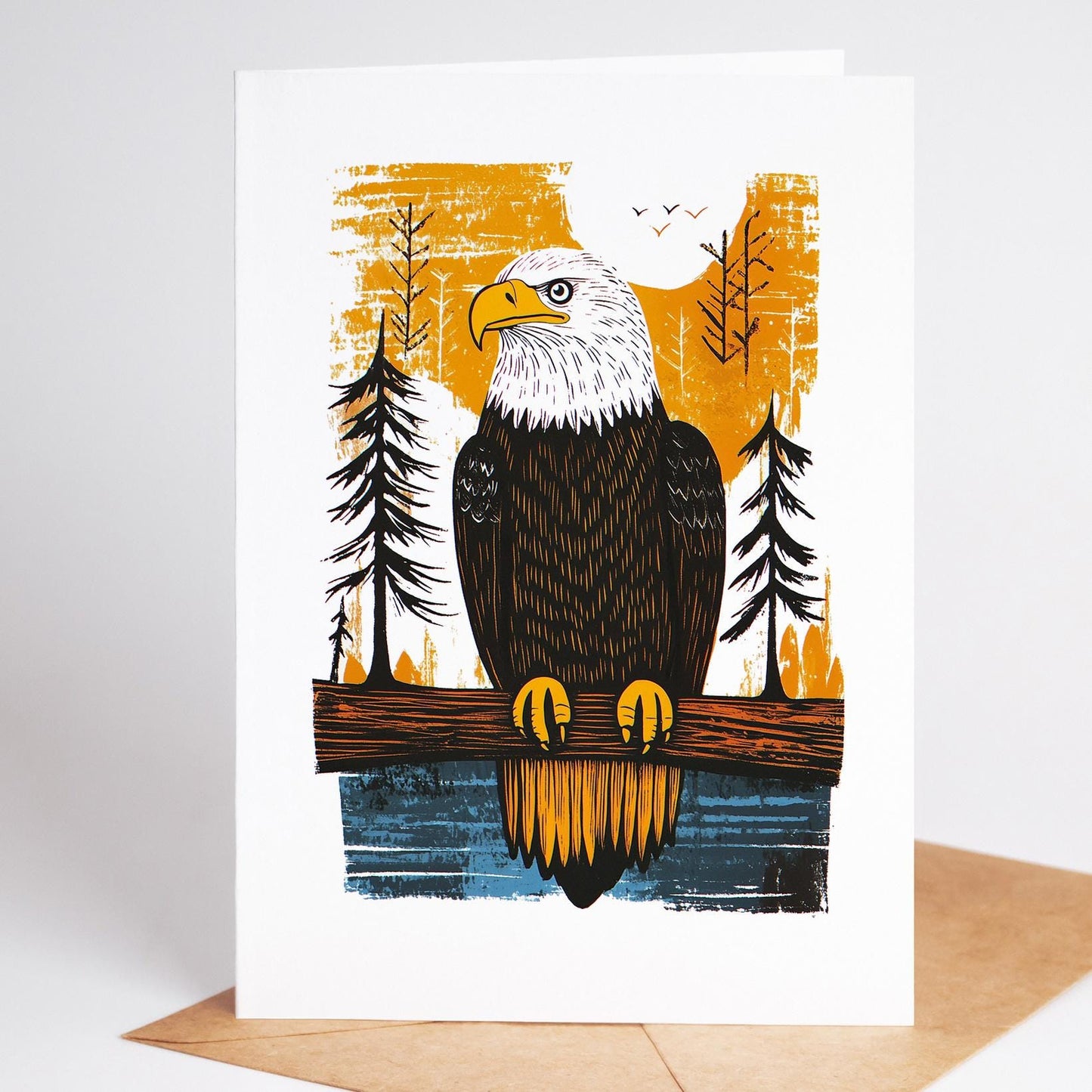 Bird Lover folk-art greeting card, blank inside