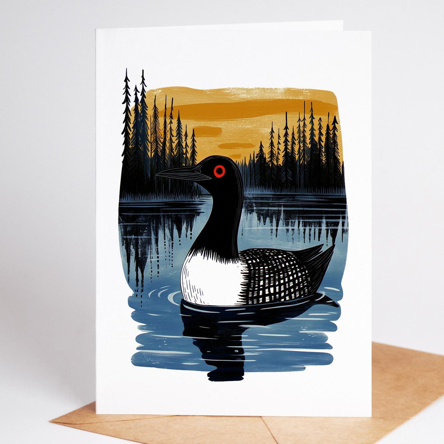 Bird Lover folk-art greeting card, blank inside