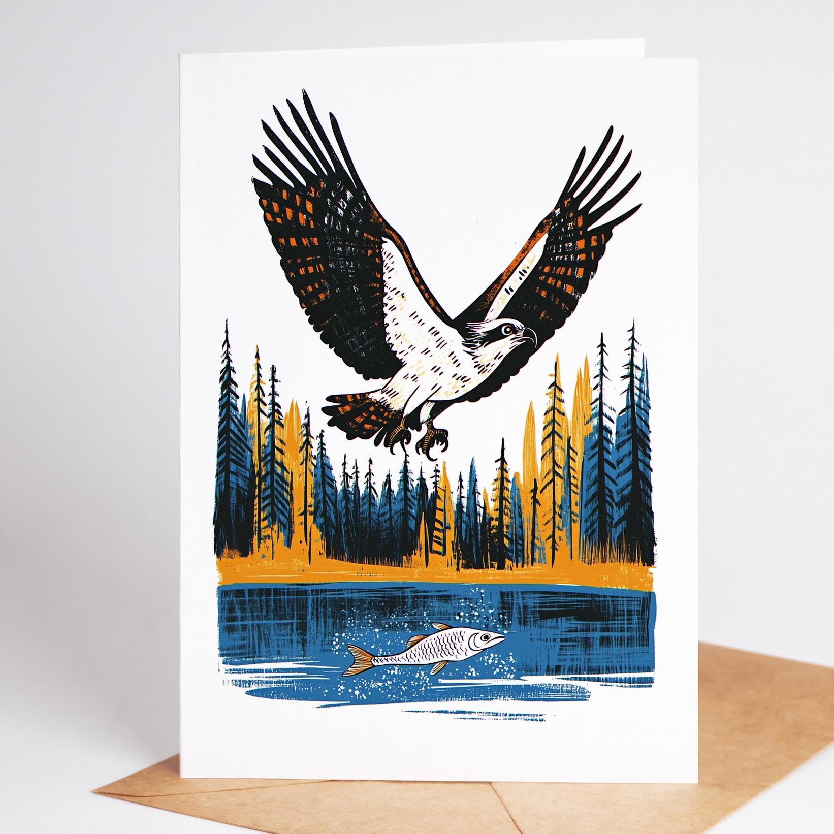 Bird Lover folk-art greeting card, blank inside