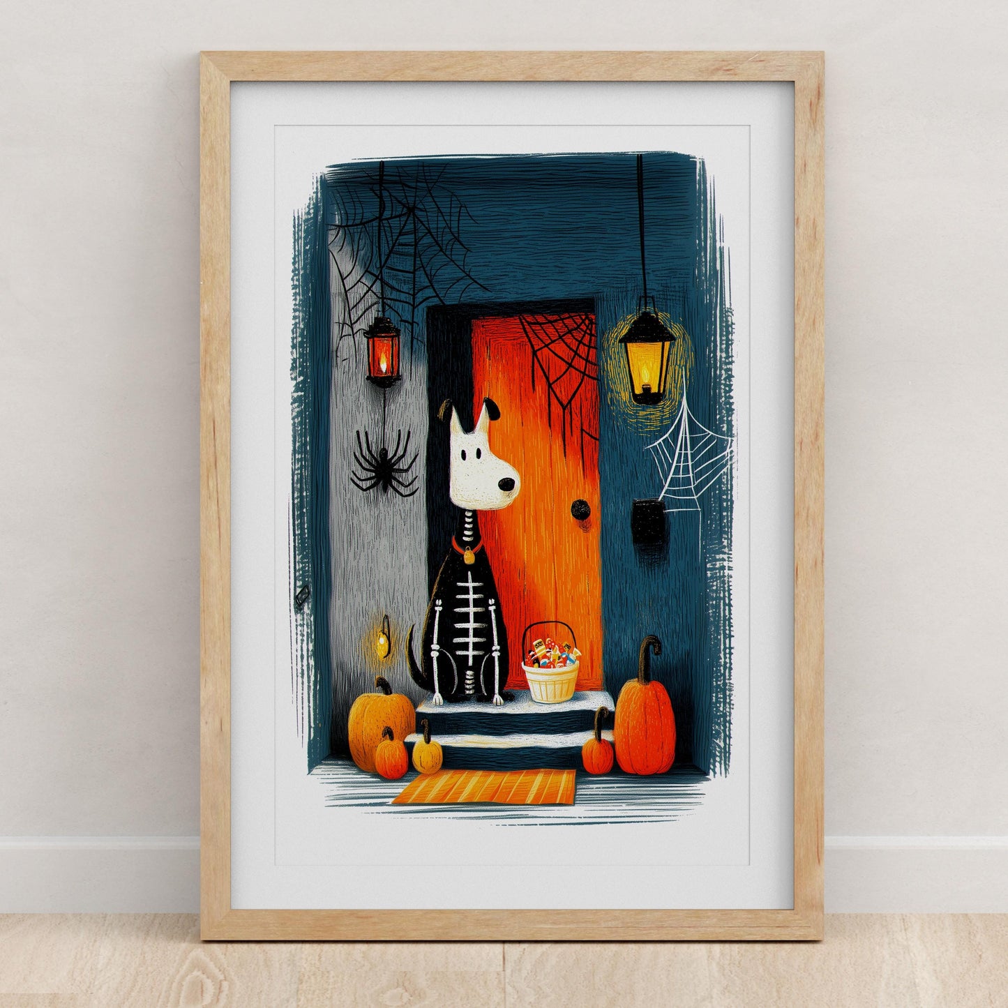 Vintage folk-art art print, blank inside