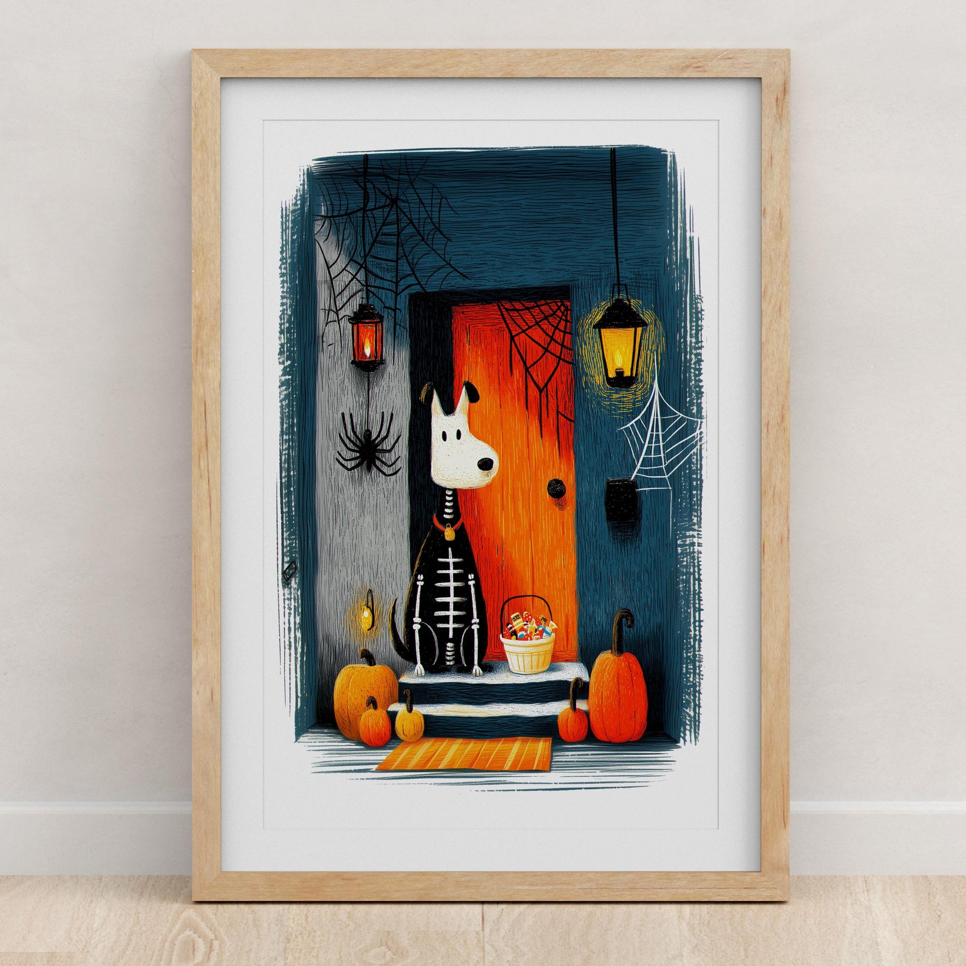Vintage folk-art art print, blank inside