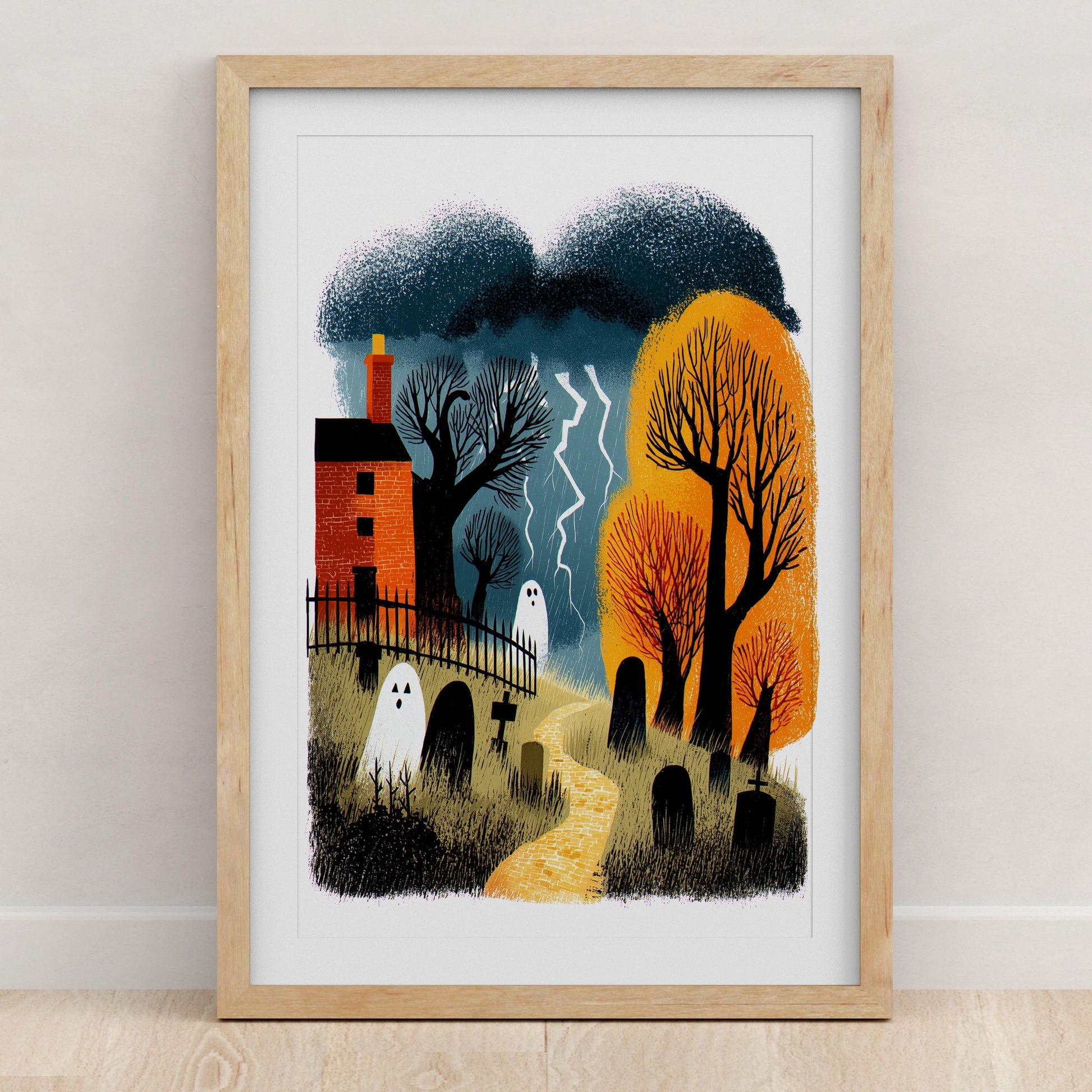 Vintage folk-art art print, blank inside