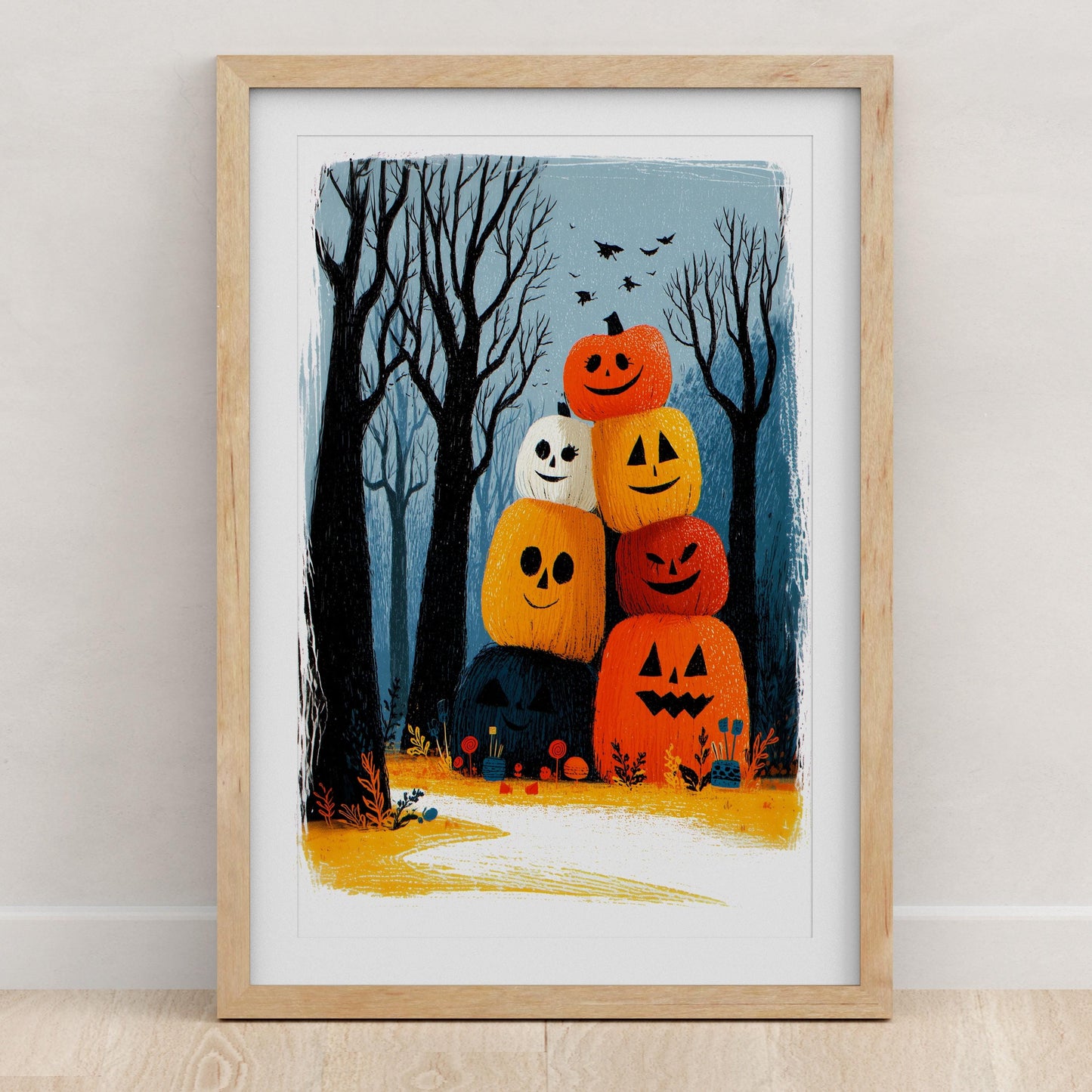 Vintage folk-art art print, blank inside