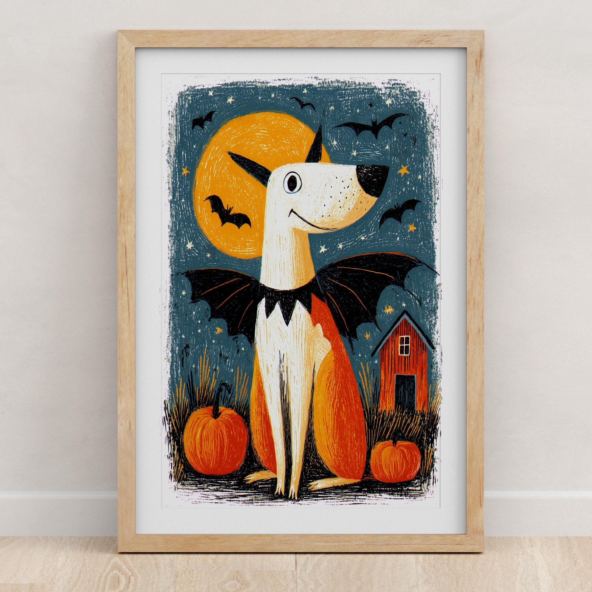 Dog folk-art art print, blank inside