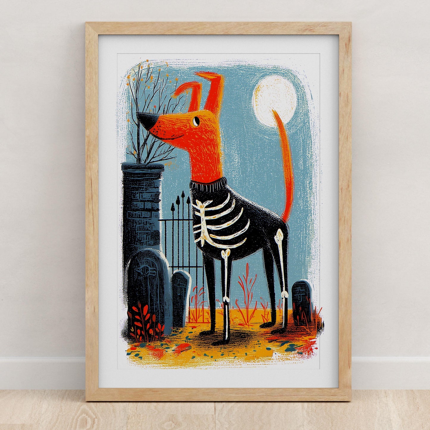 Dog folk-art art print, blank inside