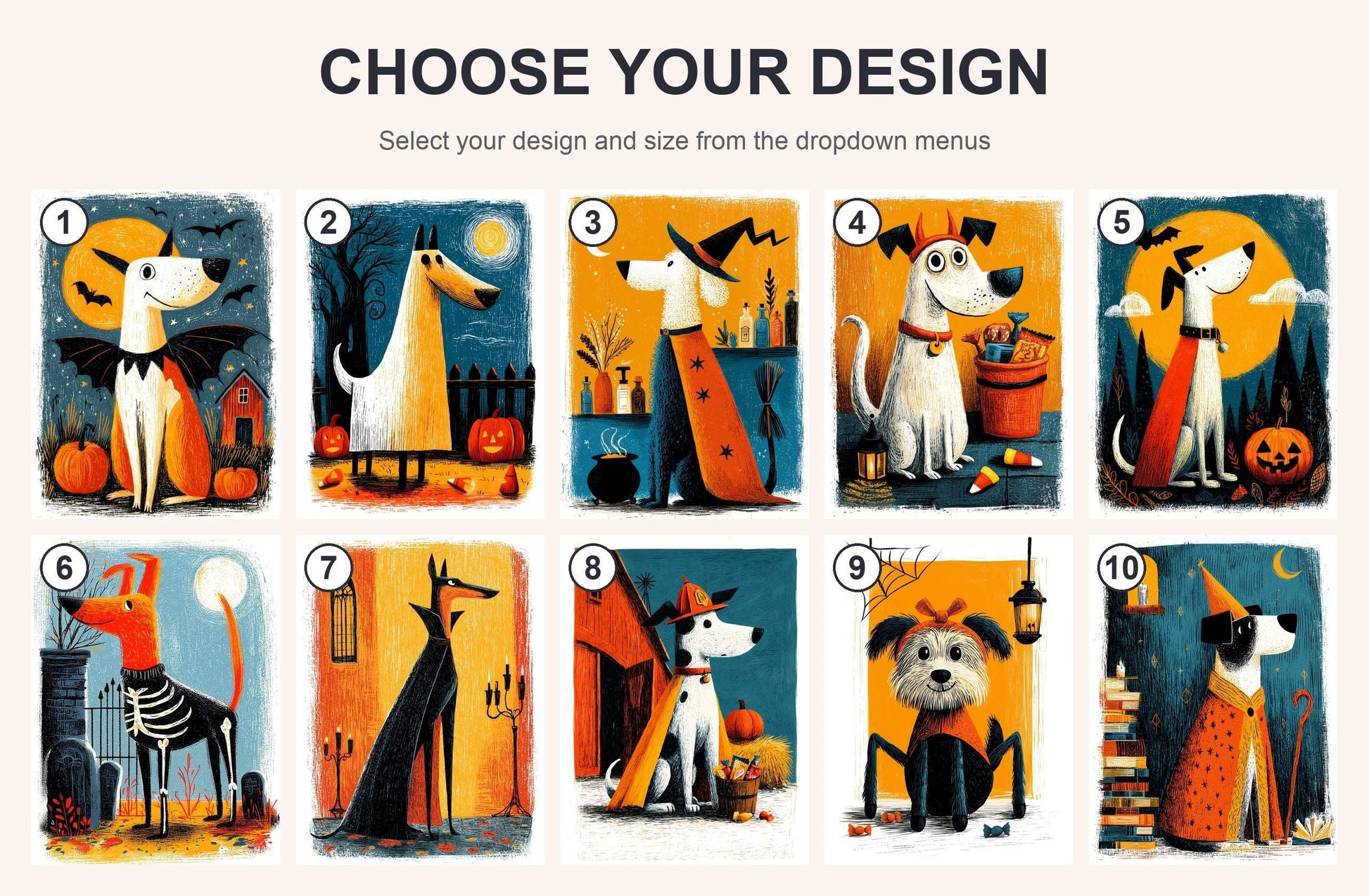 Dog folk-art art print, blank inside