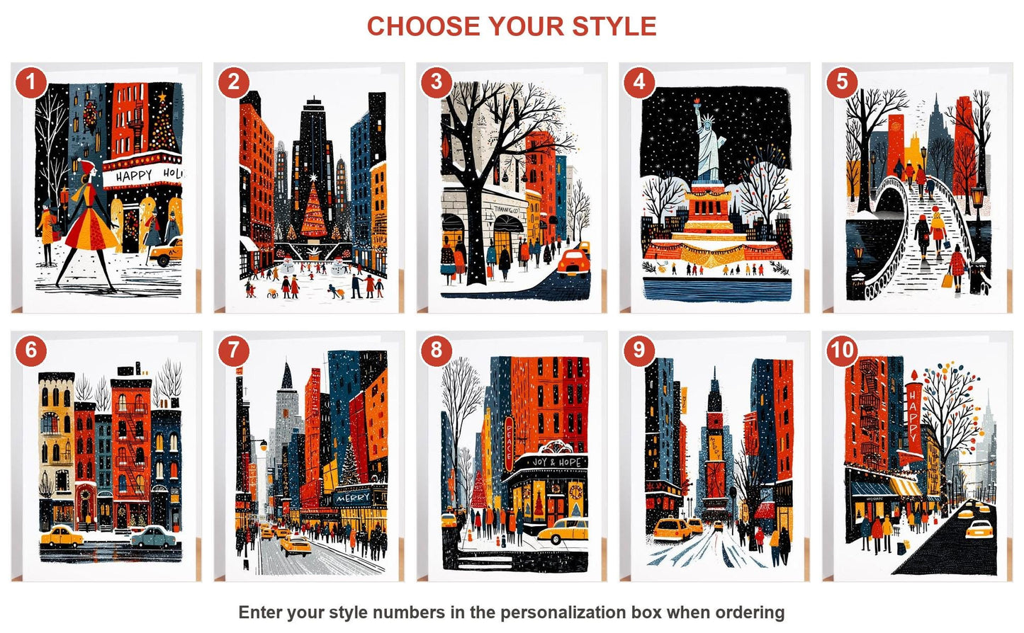 NYC folk-art greeting card, blank inside