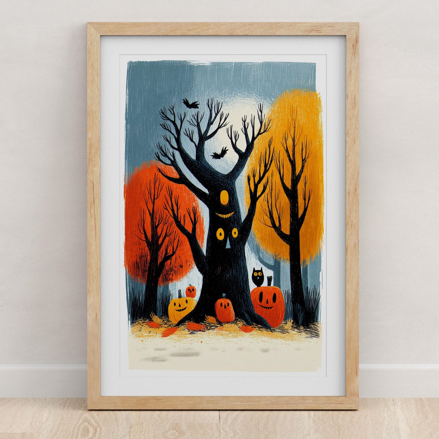 Vintage folk-art art print, blank inside