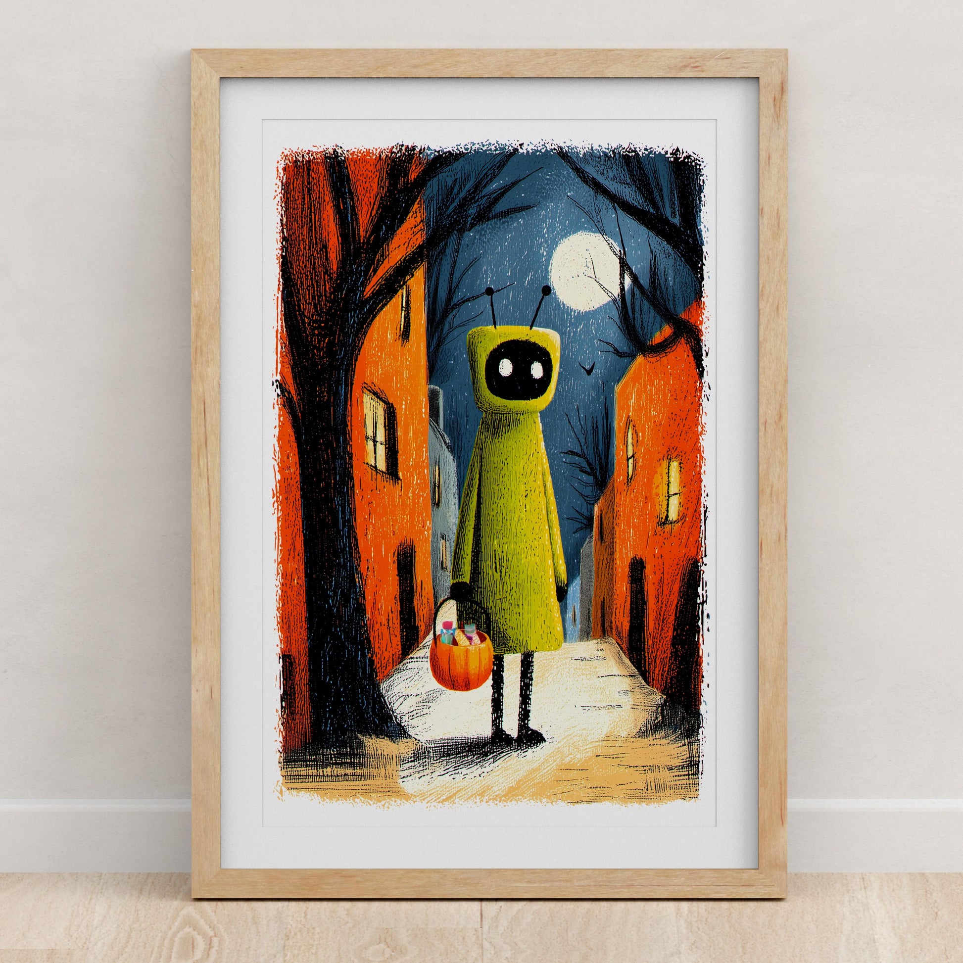 Vintage folk-art art print, blank inside