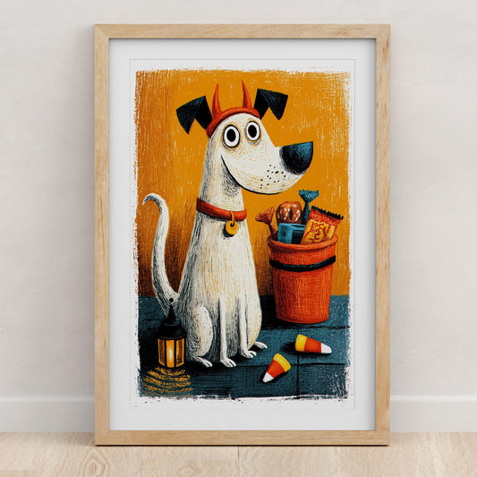 Dog folk-art art print, blank inside