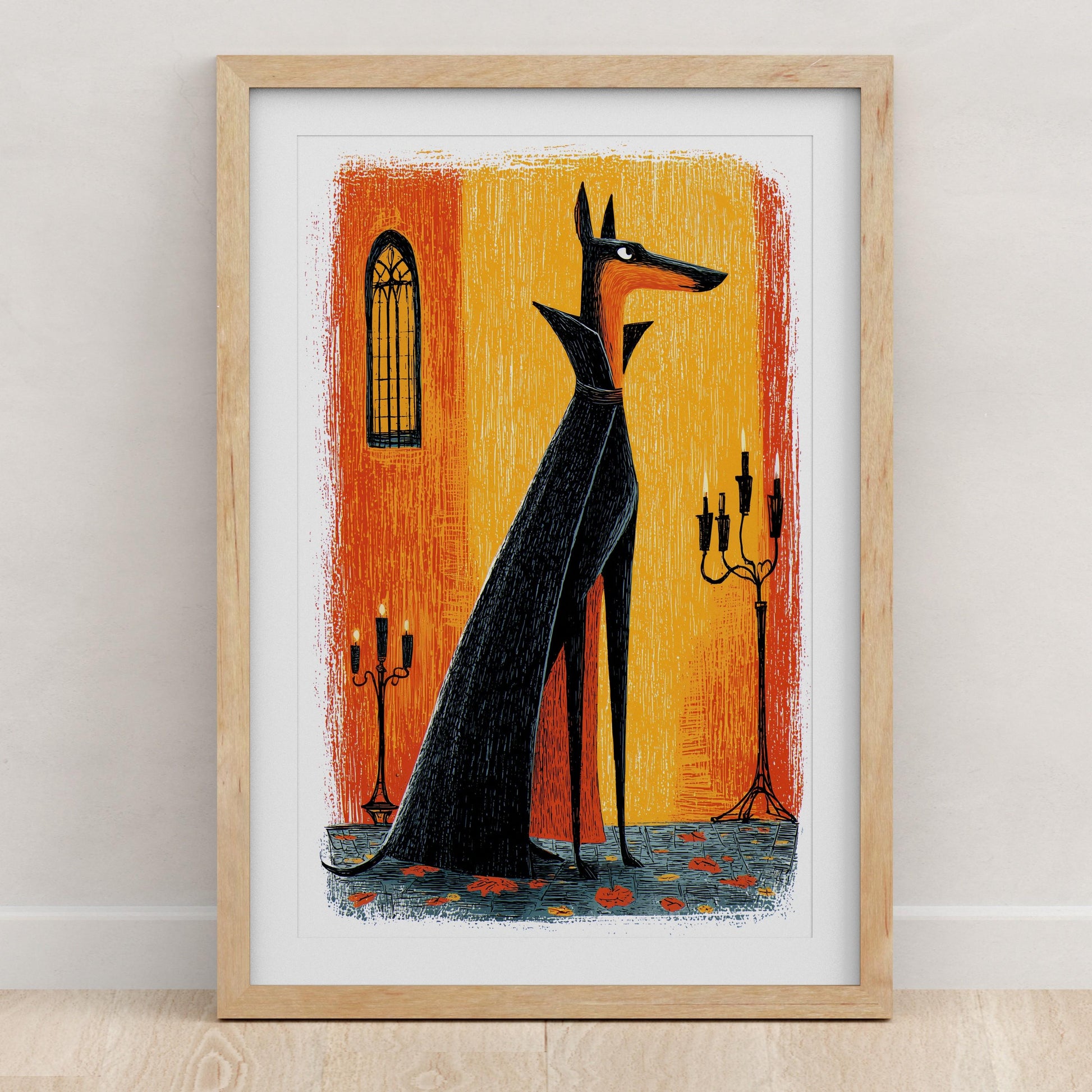 Dog folk-art art print, blank inside