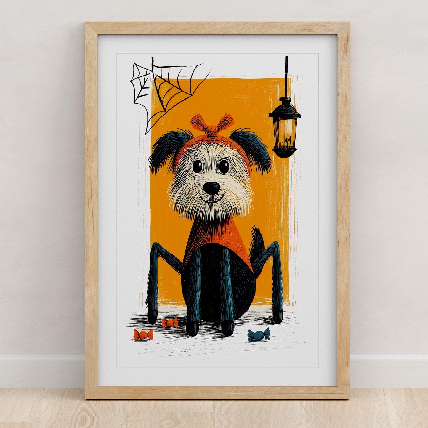 Dog folk-art art print, blank inside