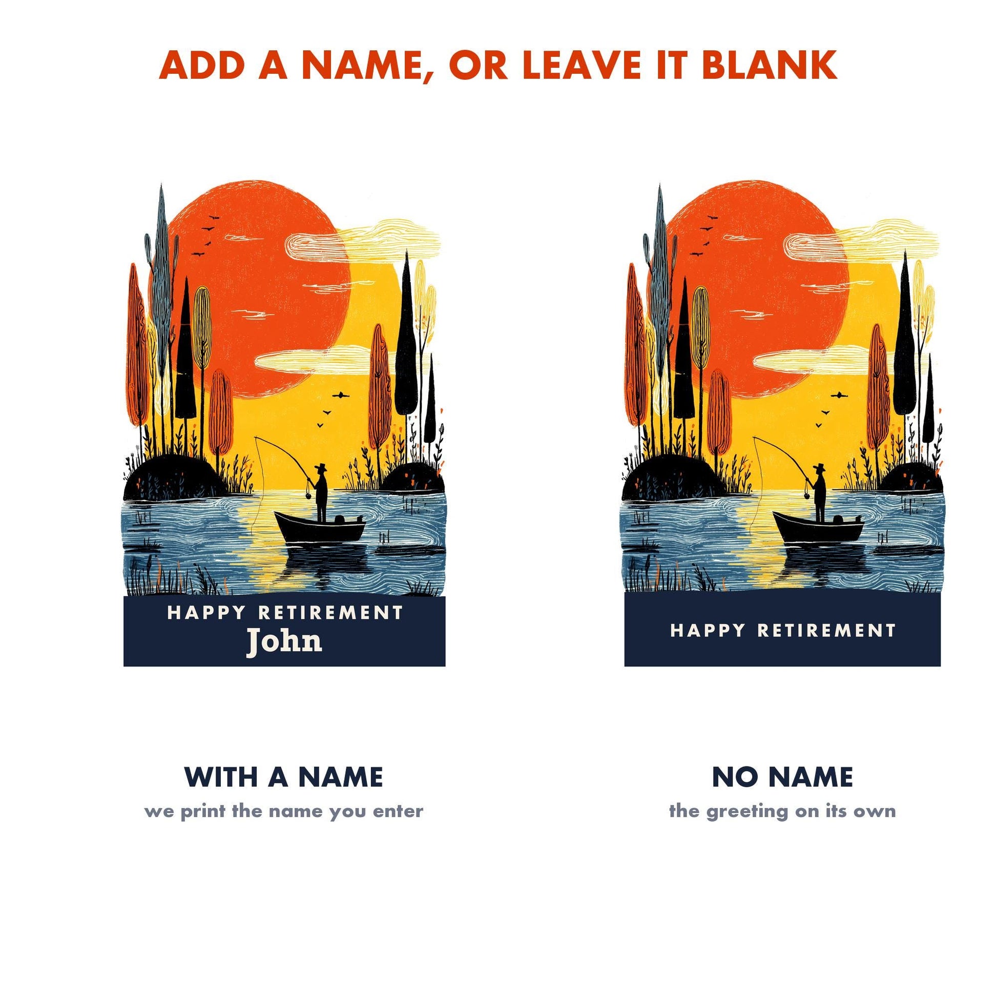 Fishing Retirement Card, Personalized with a Name