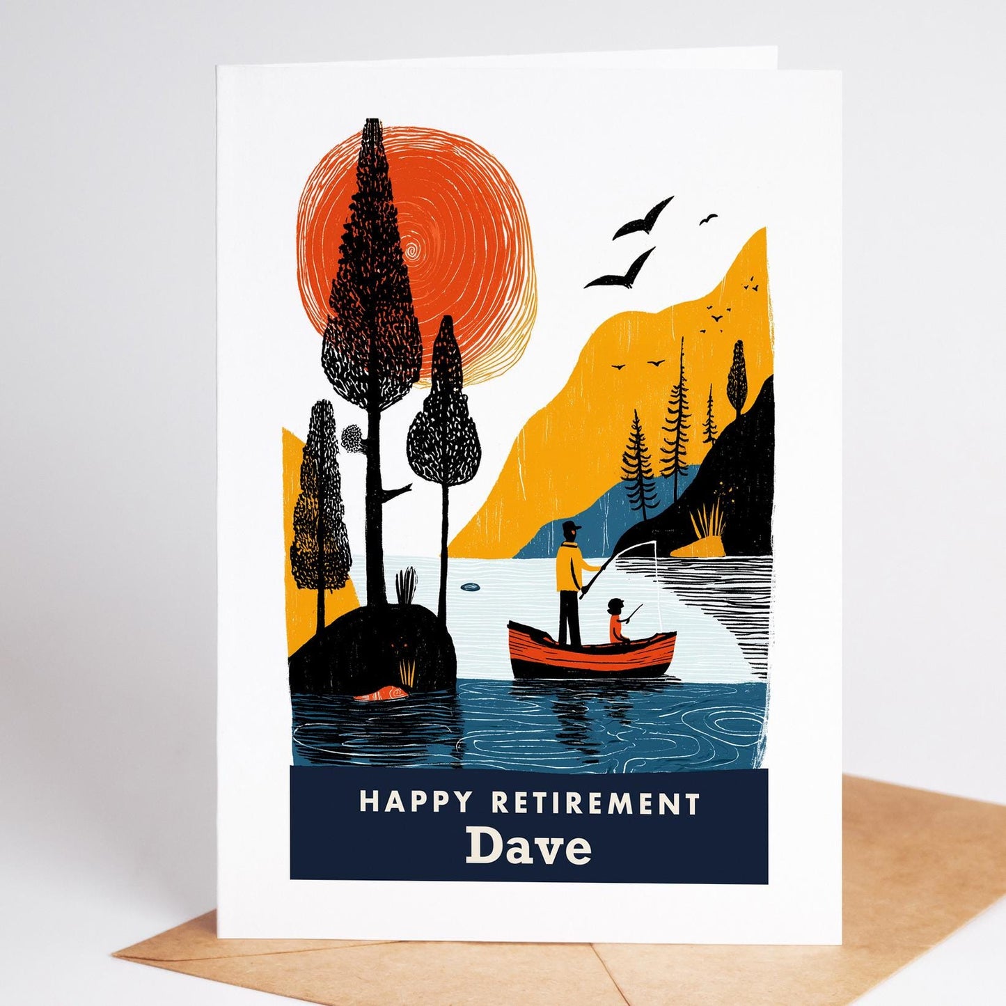 Fishing Retirement Card, Personalized with a Name