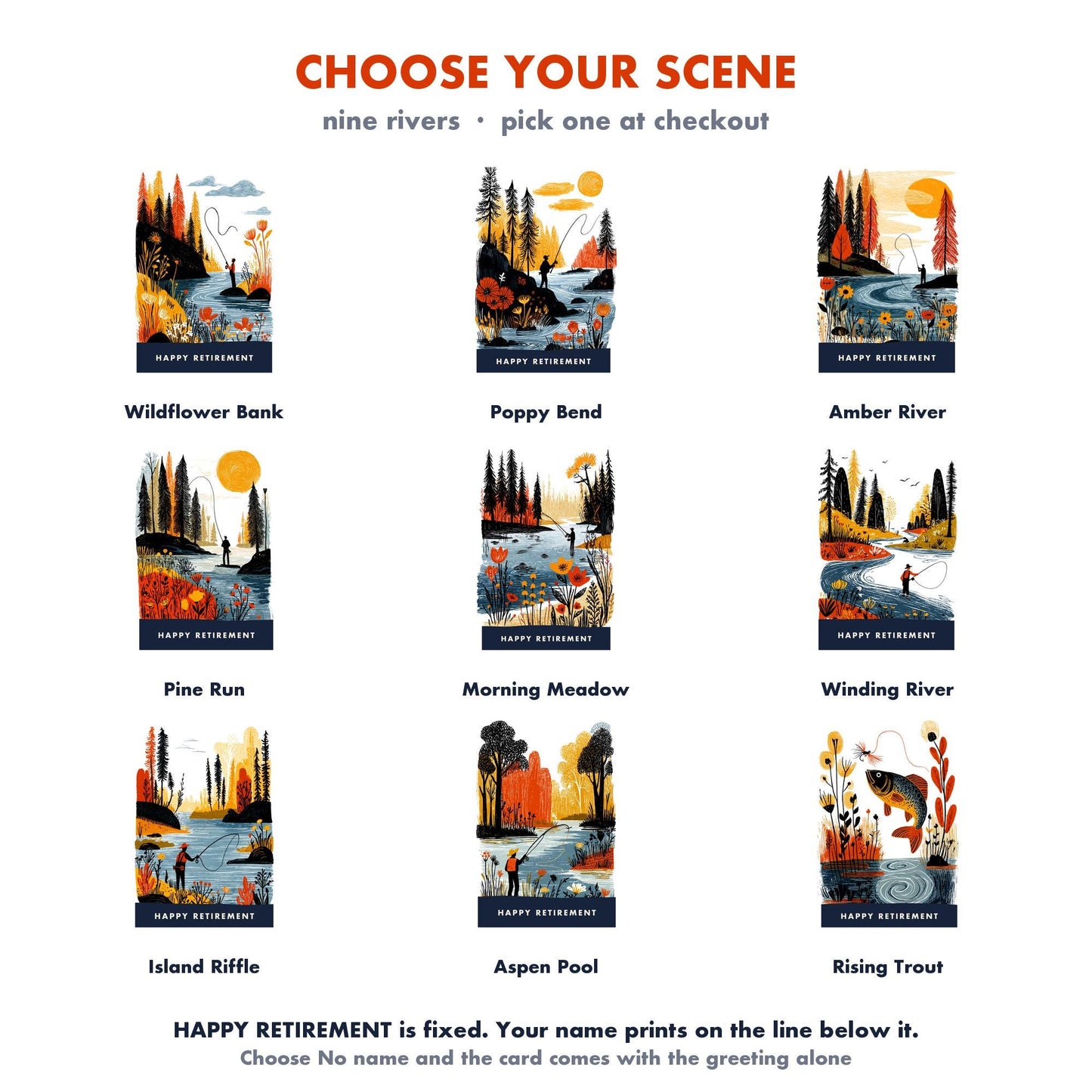 Fly Fishing Retirement Card, Personalized with a Name