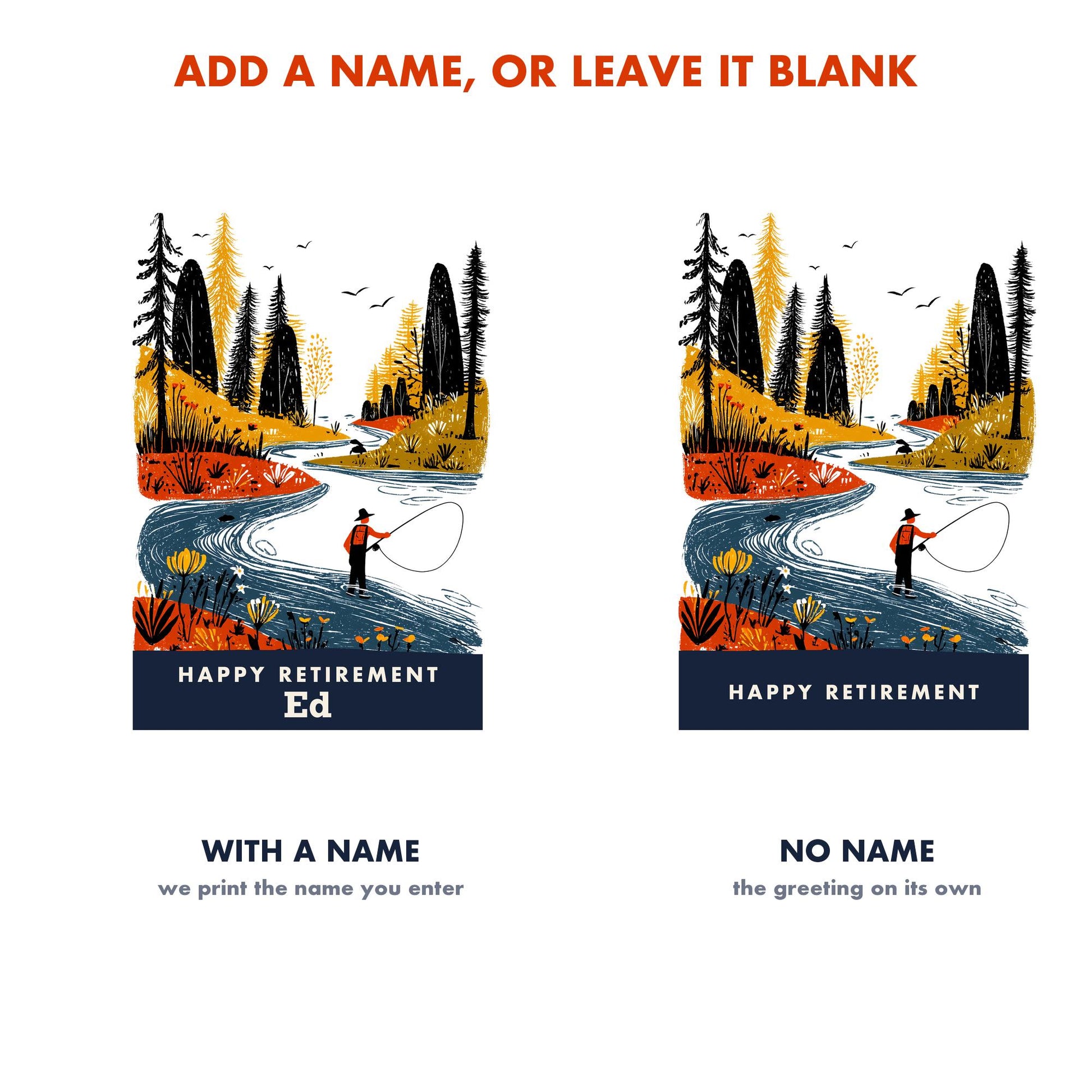 Fly Fishing Retirement Card, Personalized with a Name